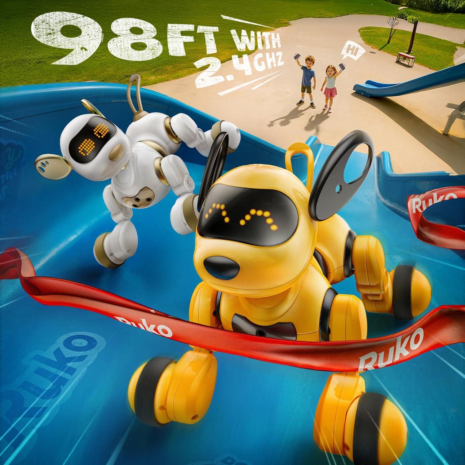 Robot Perro Inteligente Ruko 18011 Amarillo Control Remoto