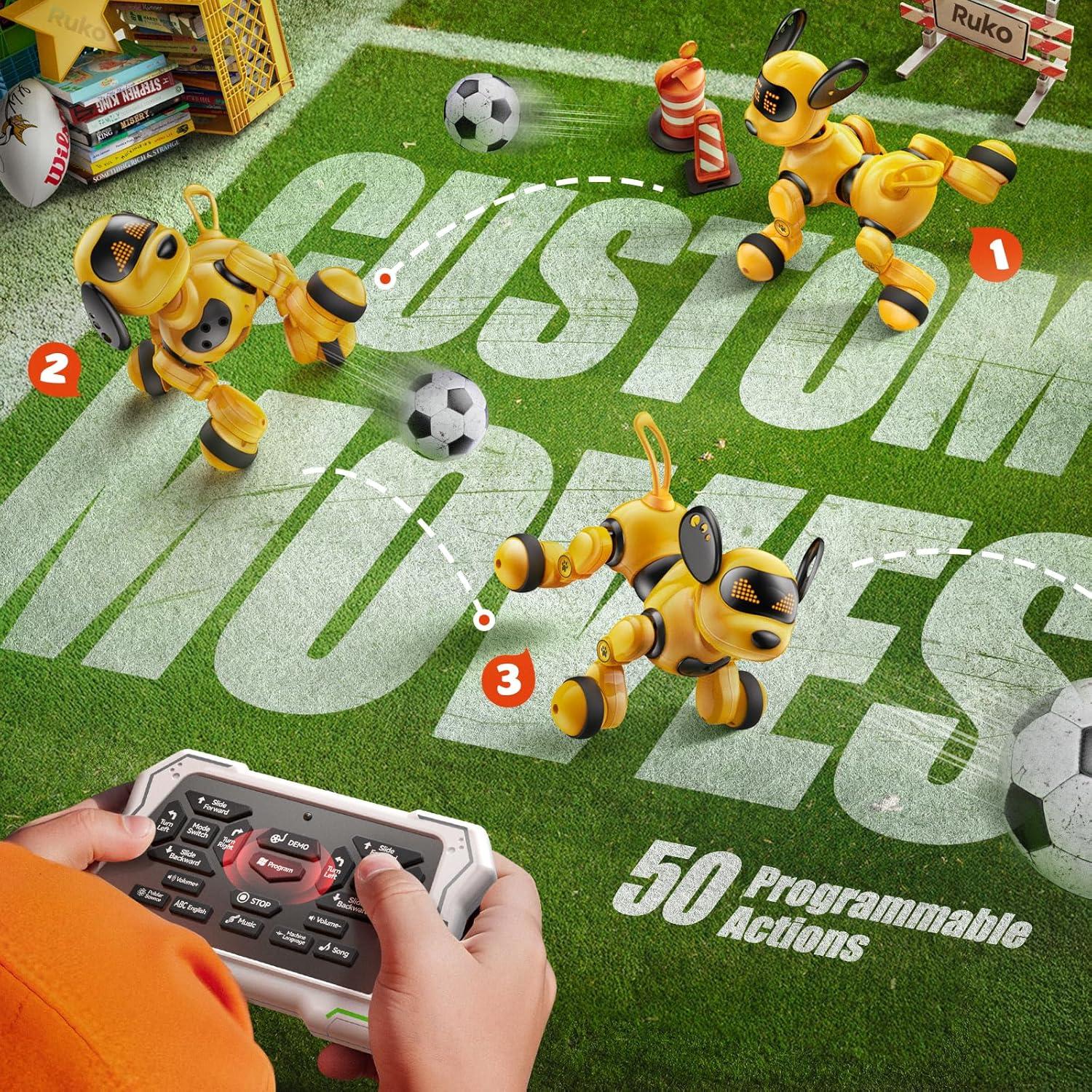 Robot Perro Inteligente Ruko 18011 Amarillo Control Remoto