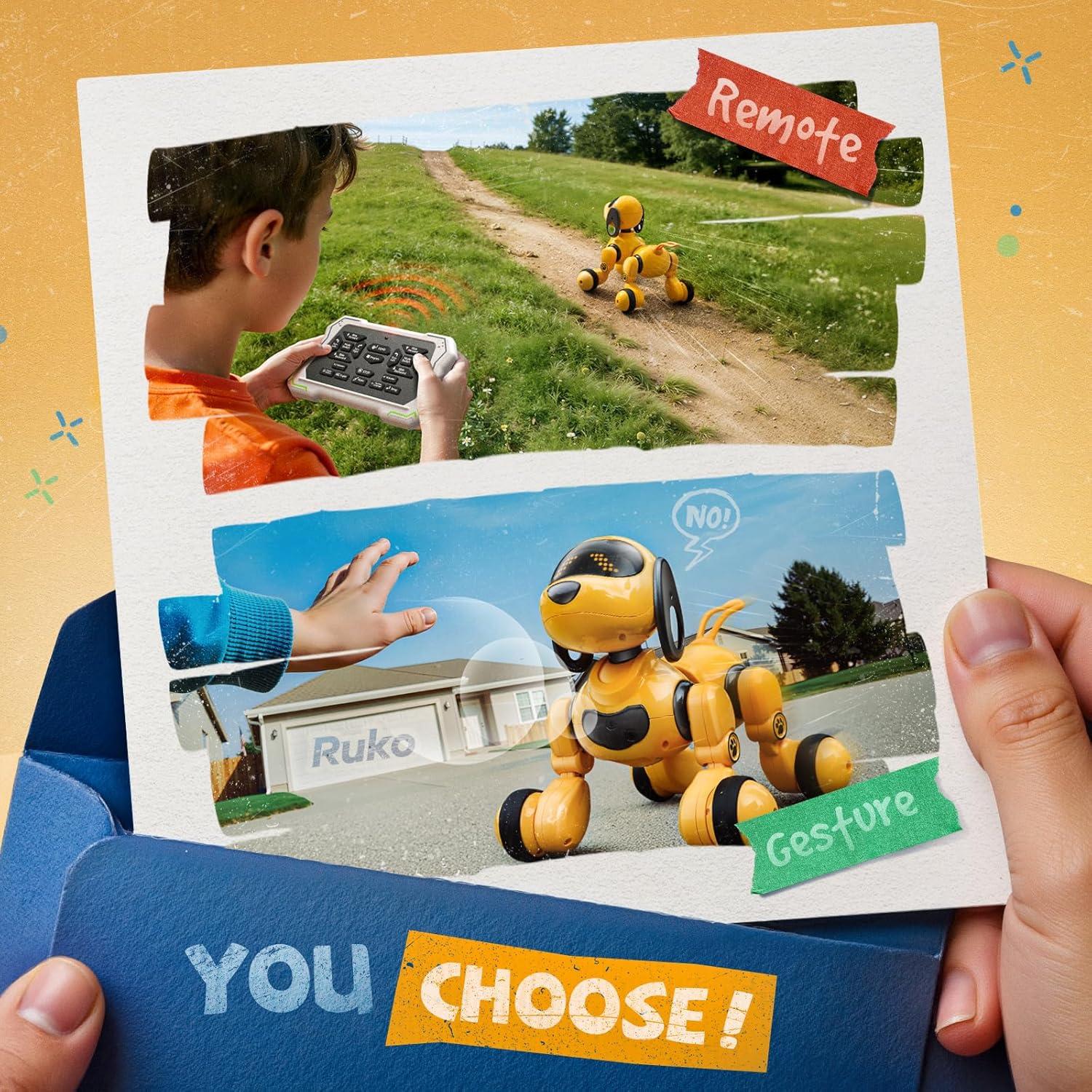 Robot Perro Inteligente Ruko 18011 Amarillo Control Remoto