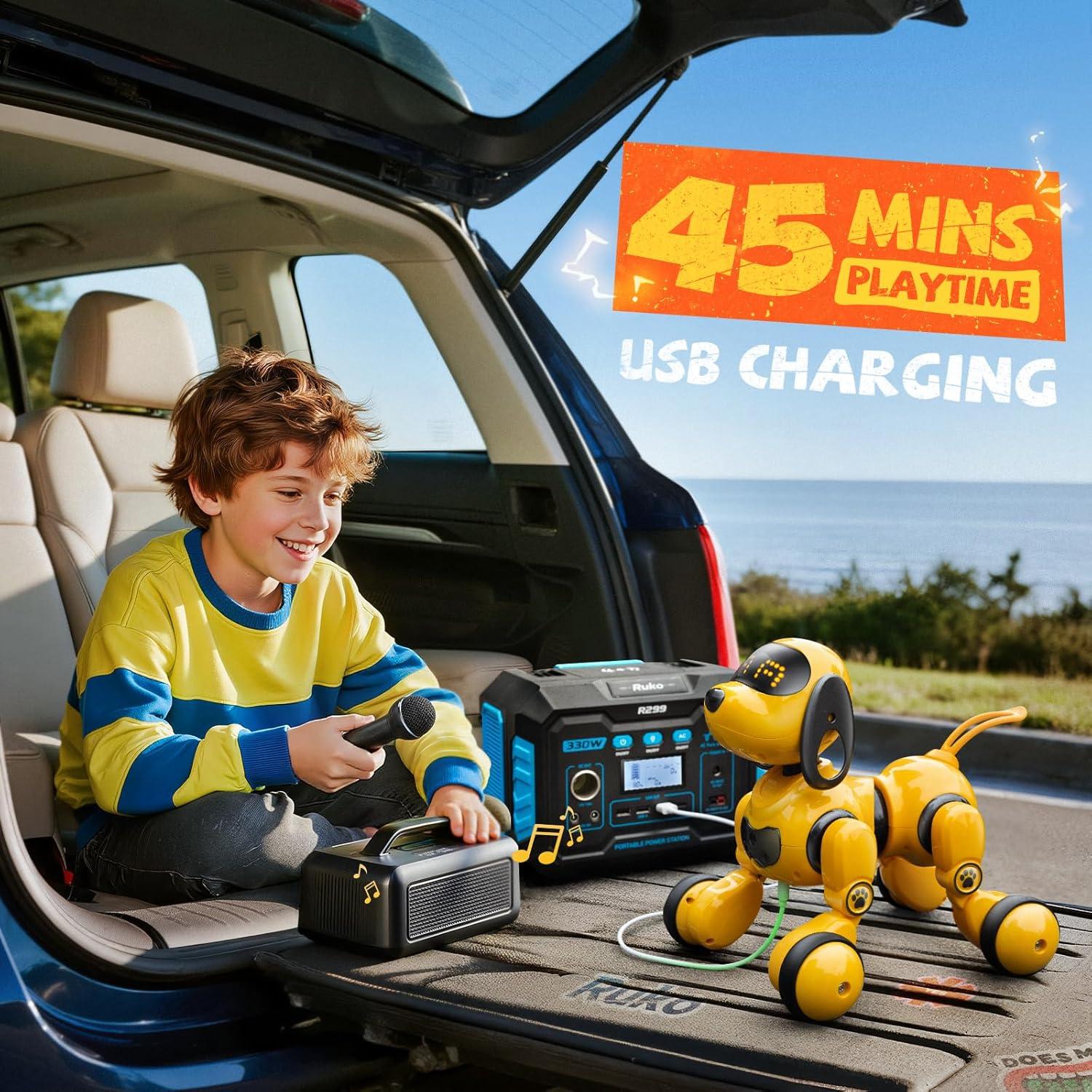 Robot Perro Inteligente Ruko 18011 Amarillo Control Remoto