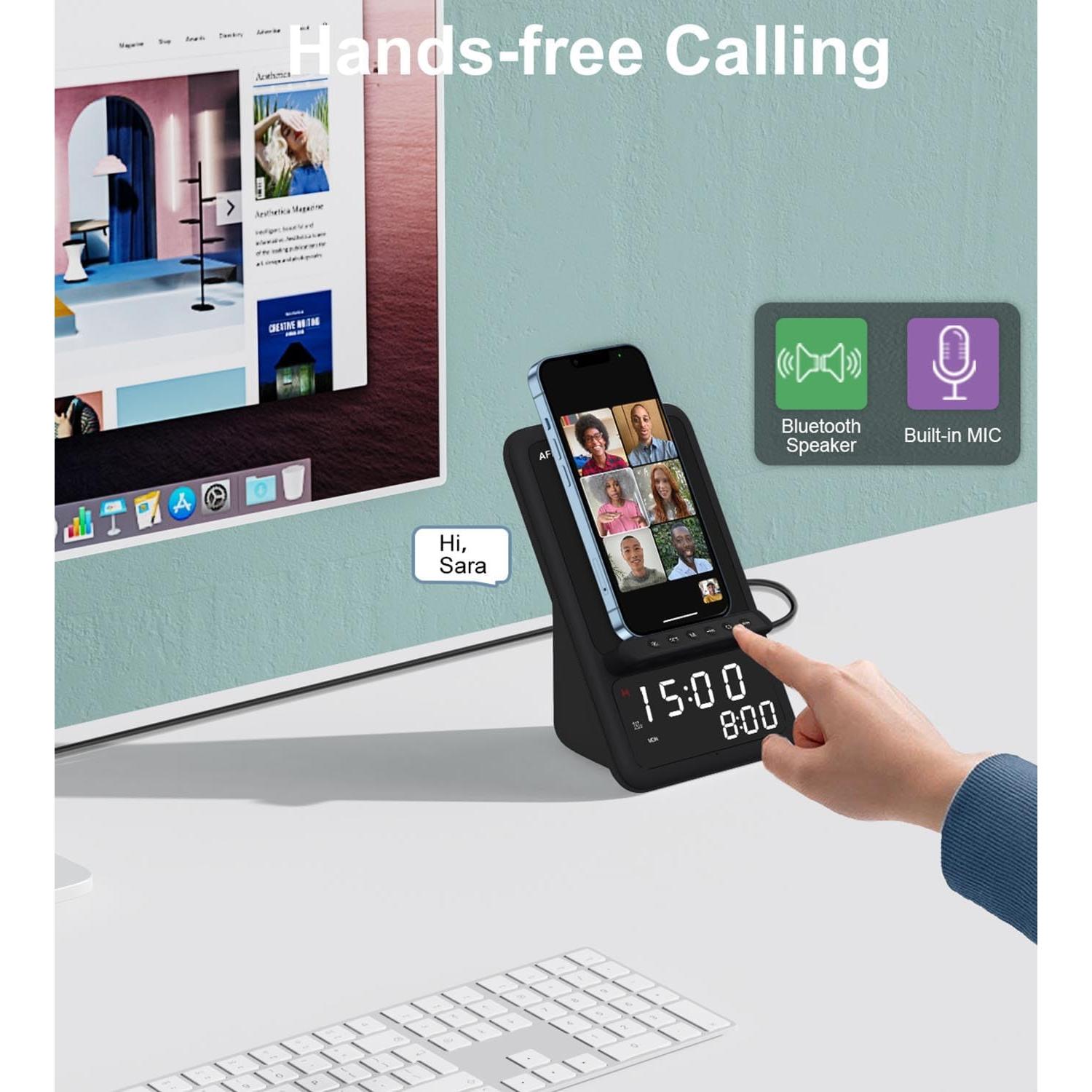 Estación de Carga Inalámbrica AFK BT512-012 con Altavoz y Reloj