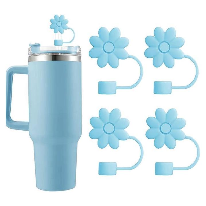 Cubiertas de Pajitas SEMATA Flor Azul para Copas 30/40 Oz