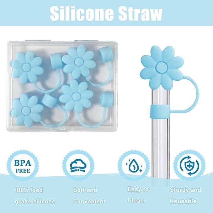 Cubiertas de Pajitas SEMATA Flor Azul para Copas 30/40 Oz