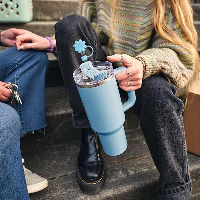 Cubiertas de Pajitas SEMATA Flor Azul para Copas 30/40 Oz