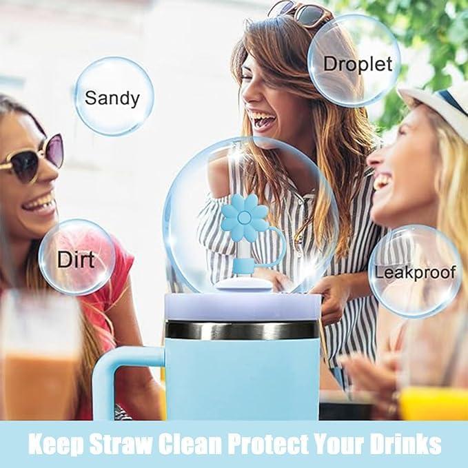 Cubiertas de Pajitas SEMATA Flor Azul para Copas 30/40 Oz