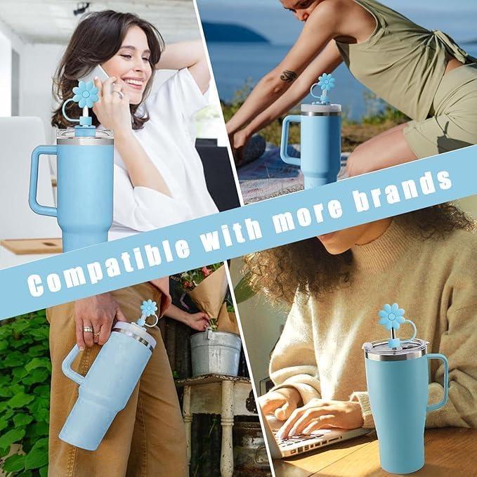 Cubiertas de Pajitas SEMATA Flor Azul para Copas 30/40 Oz