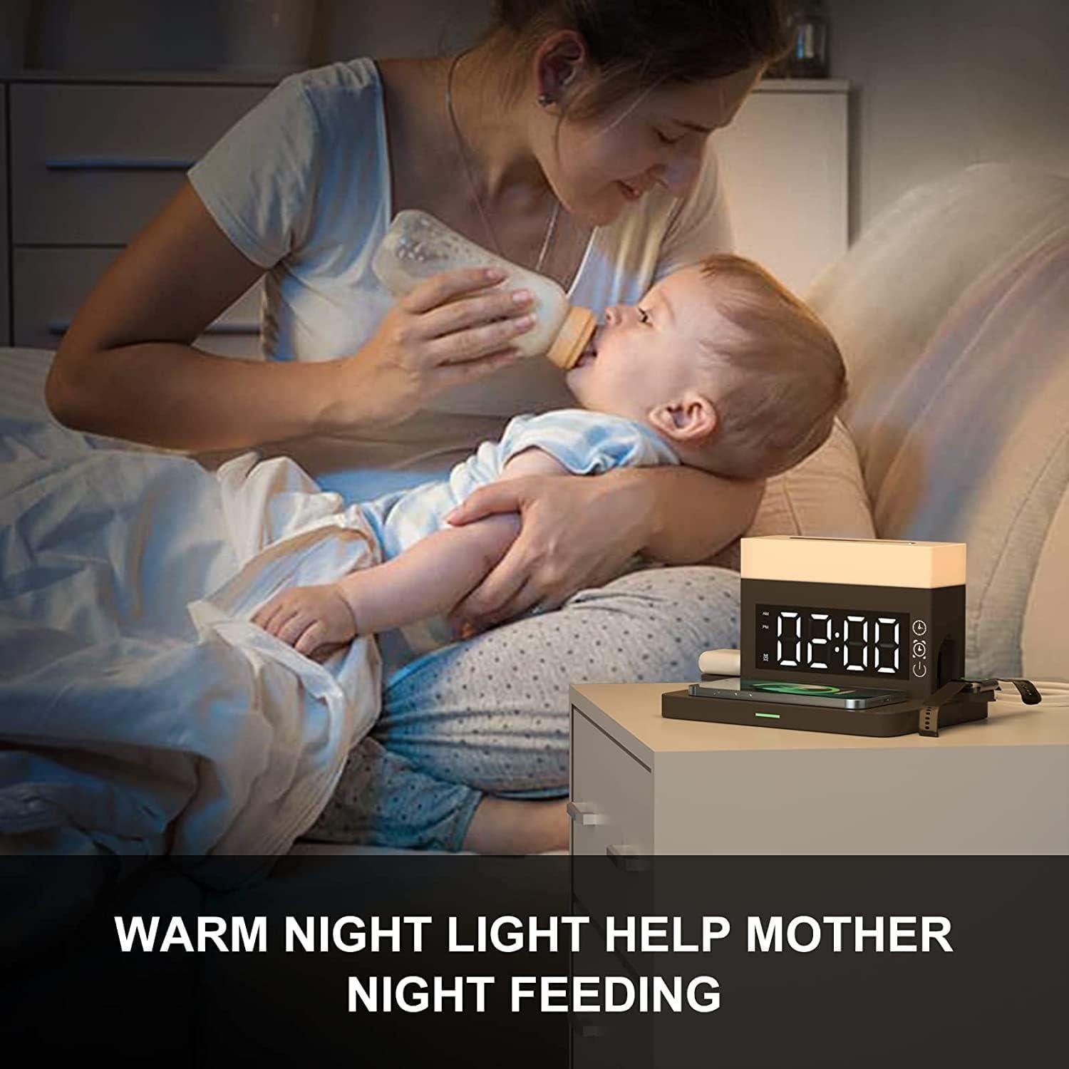 Cargador Inalámbrico 6 en 1 BODSEIEOU con Reloj Despertador 15W