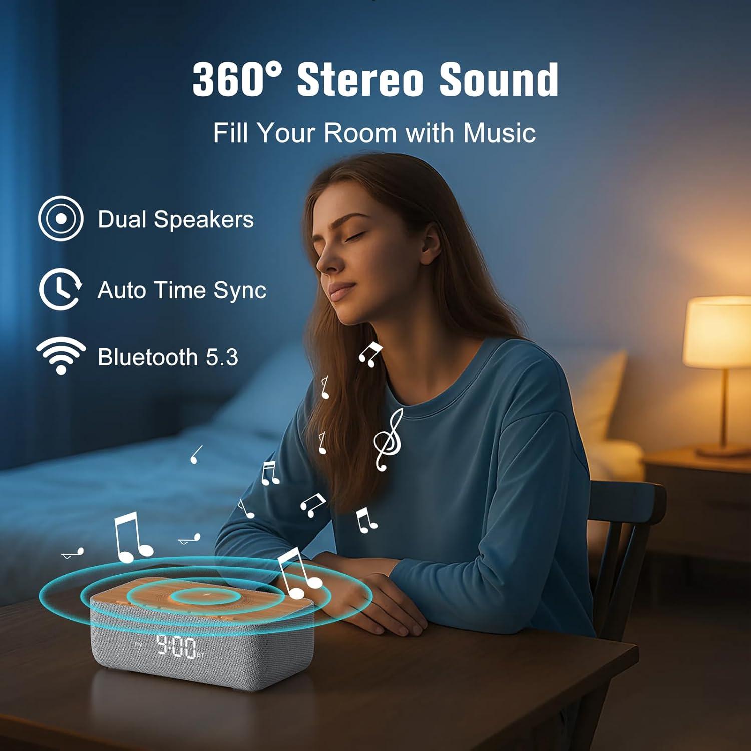 Reloj Despertador REACHER R9BT-RA con Carga Inalámbrica y Radio FM