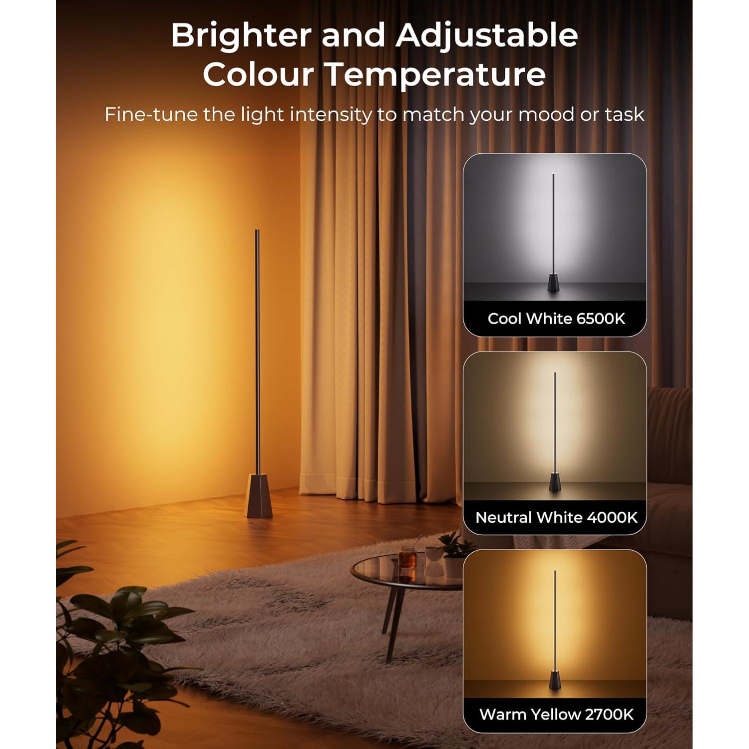 Lámpara de Esquina LED DeckTok RGB, Control APP y Voz, 2700-6500K