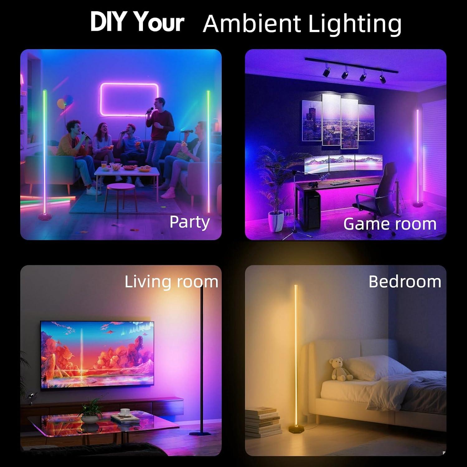 Lámpara de Esquina LED RGB PTVGS 144.78 cm Control Remoto