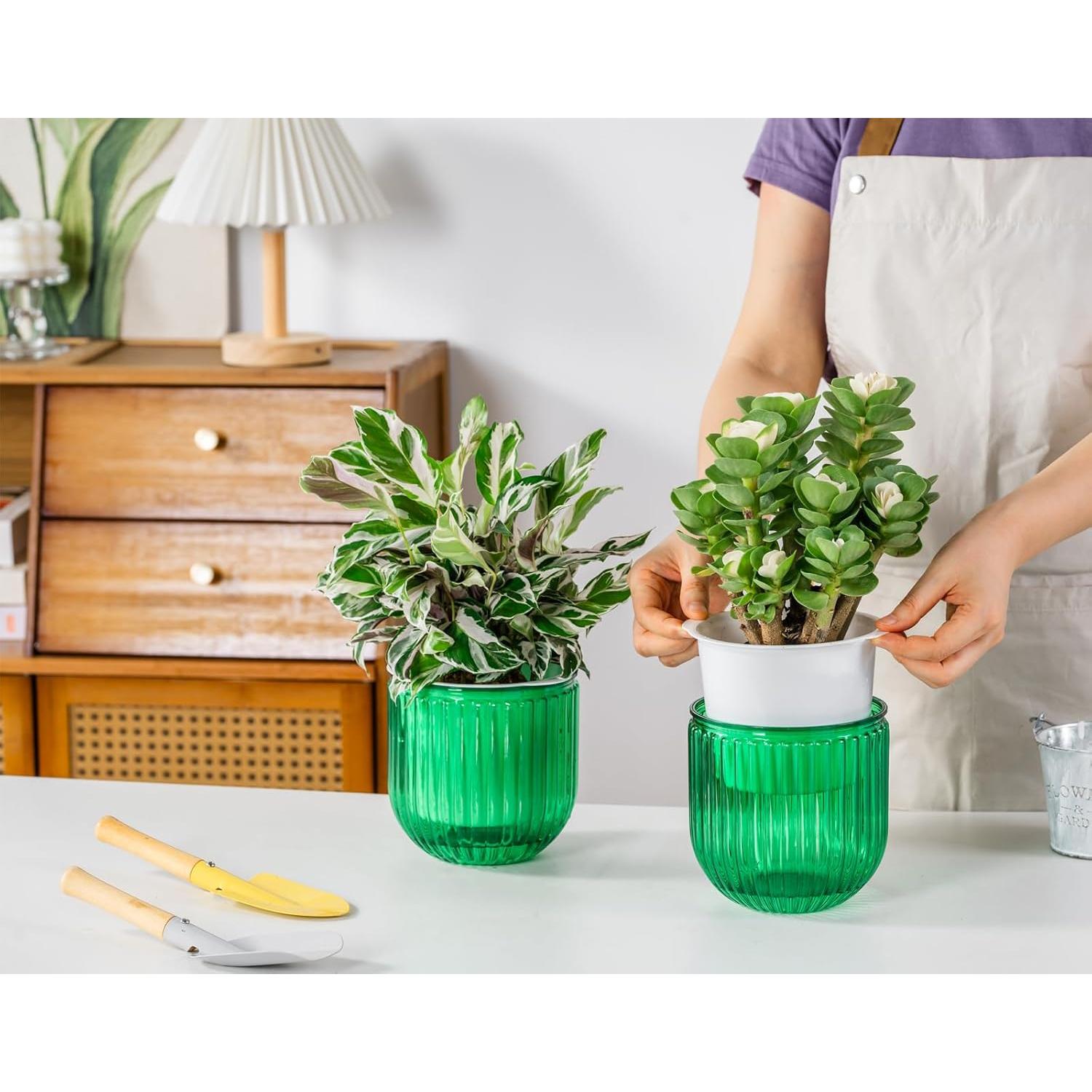 Macetas Autorriego Melphoe 13.5 cm Esmeralda para Plantas