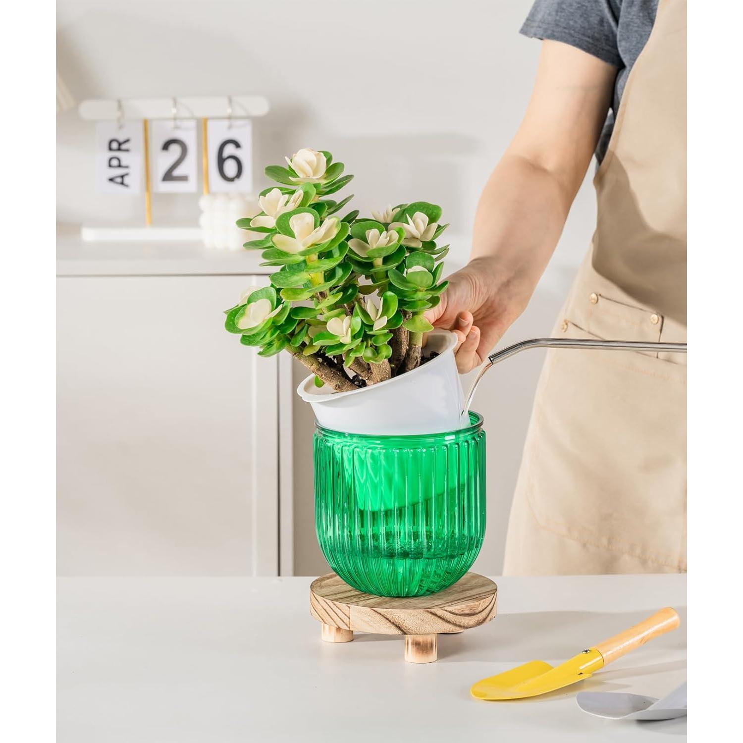 Macetas Autorriego Melphoe 13.5 cm Esmeralda para Plantas