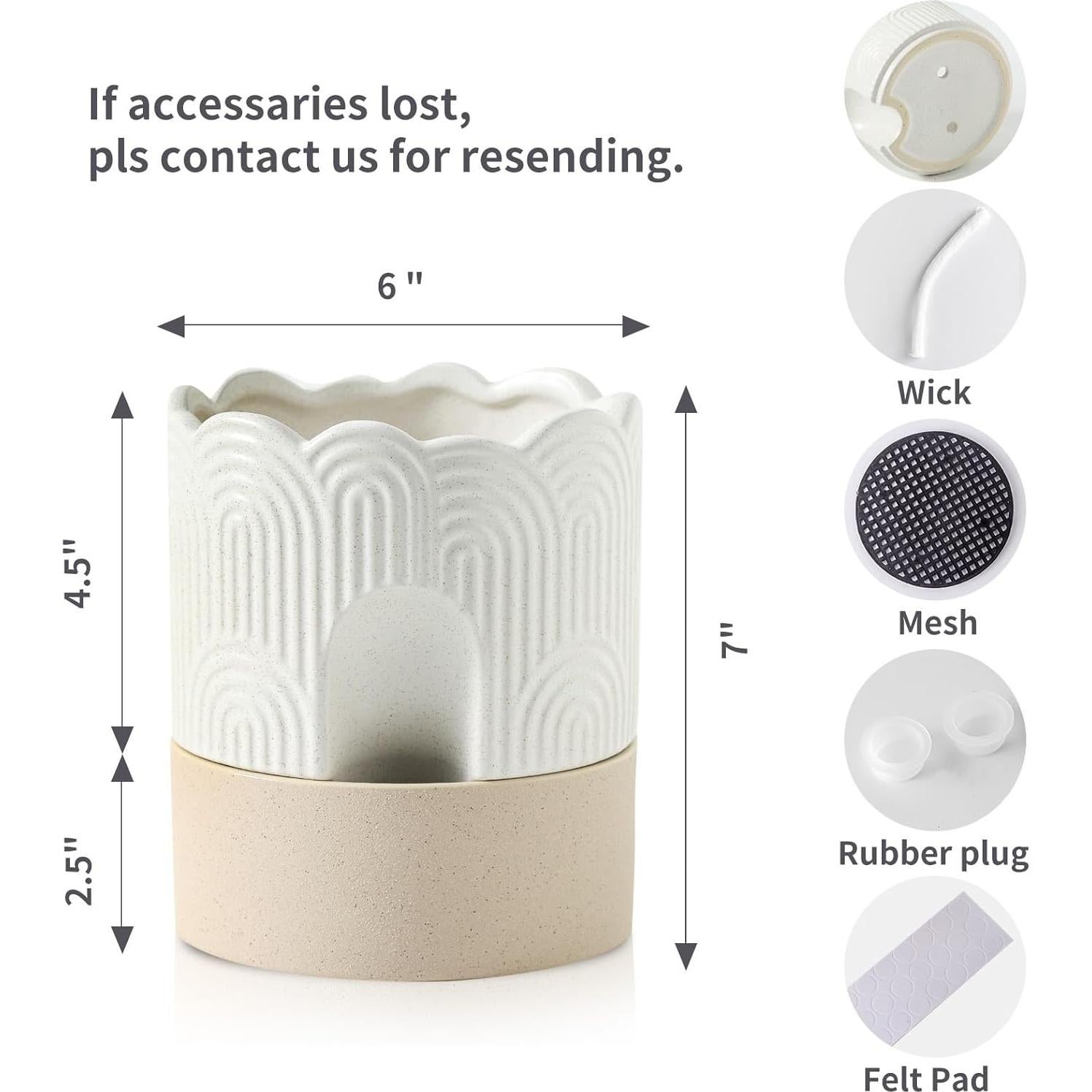 Maceta Autorriego Nihow 15 cm Cerámica Beige y Natural