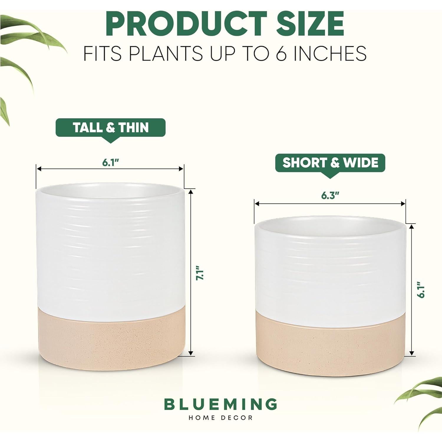 Maceta Autorriego Cerámica Blueming 18 cm Blanco Beige