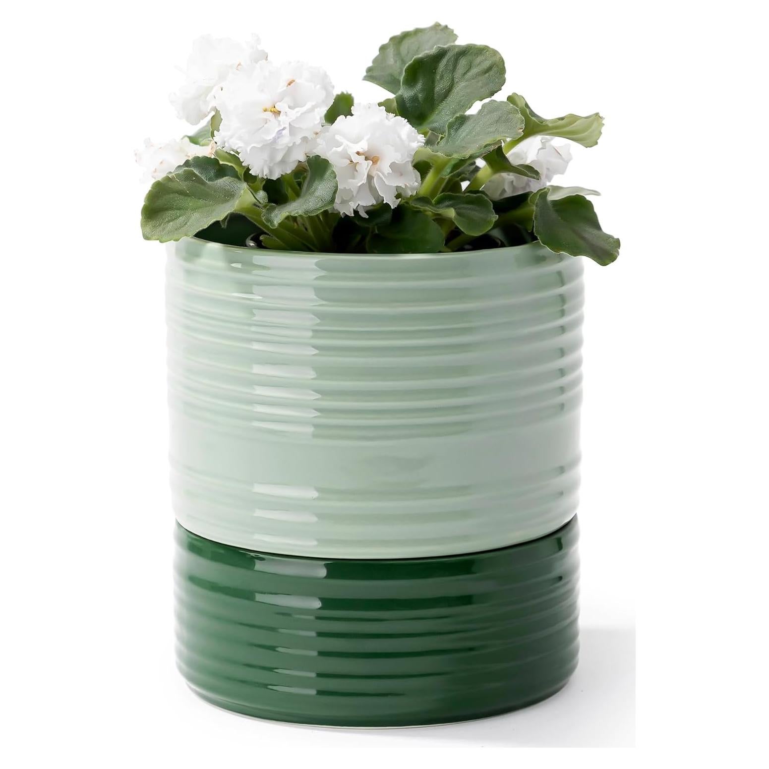 Maceta Autorriego Fayoula Cerámica 15 cm Verde Claro