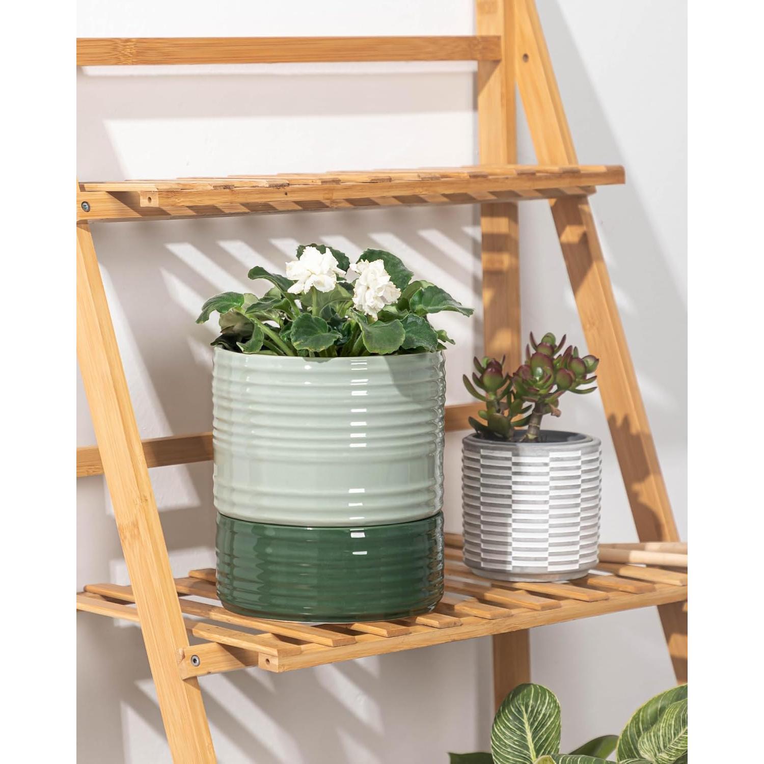 Maceta Autorriego Fayoula Cerámica 15 cm Verde Claro