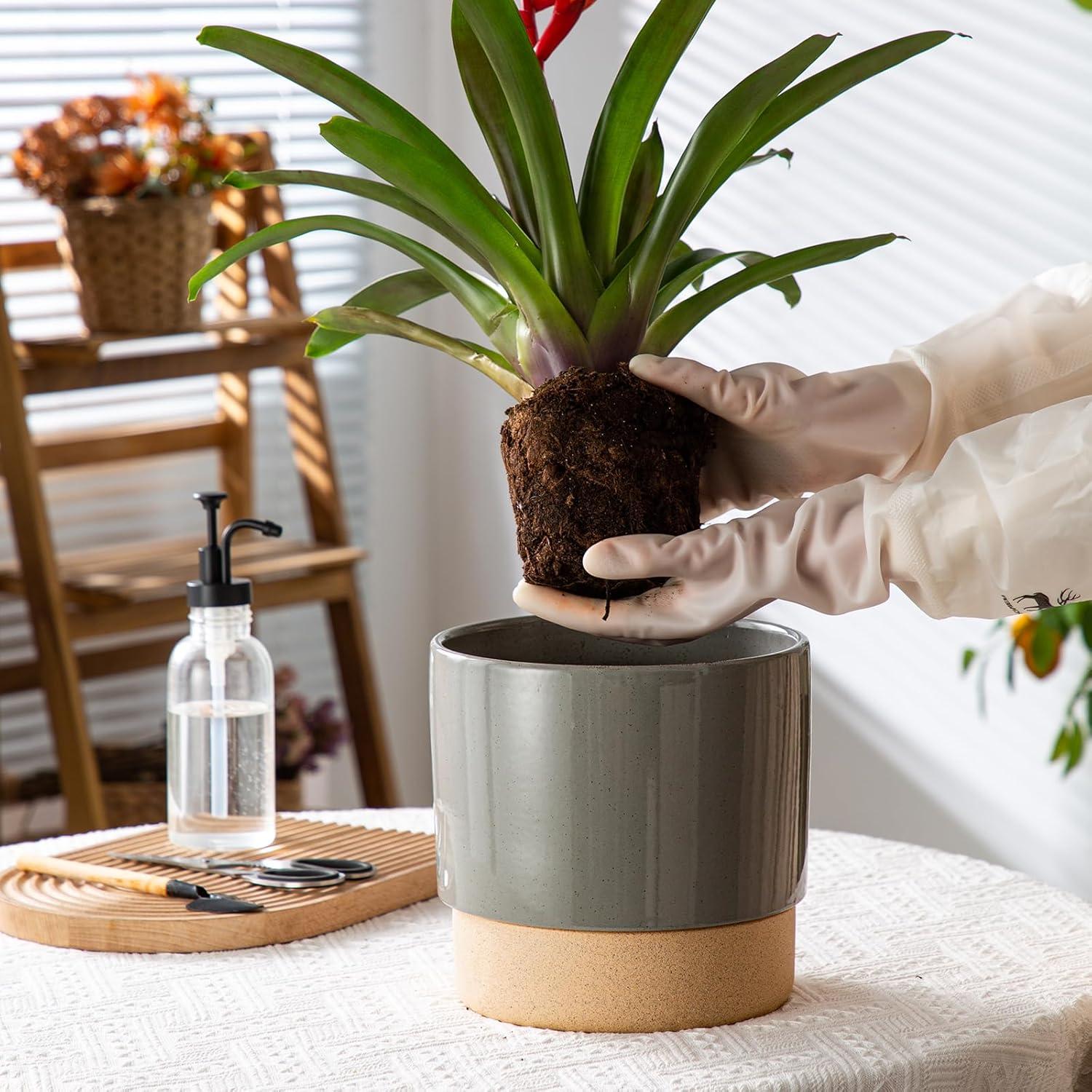 Maceta de Cerámica Autorriego Chubacoo 20 cm Gris Oscuro