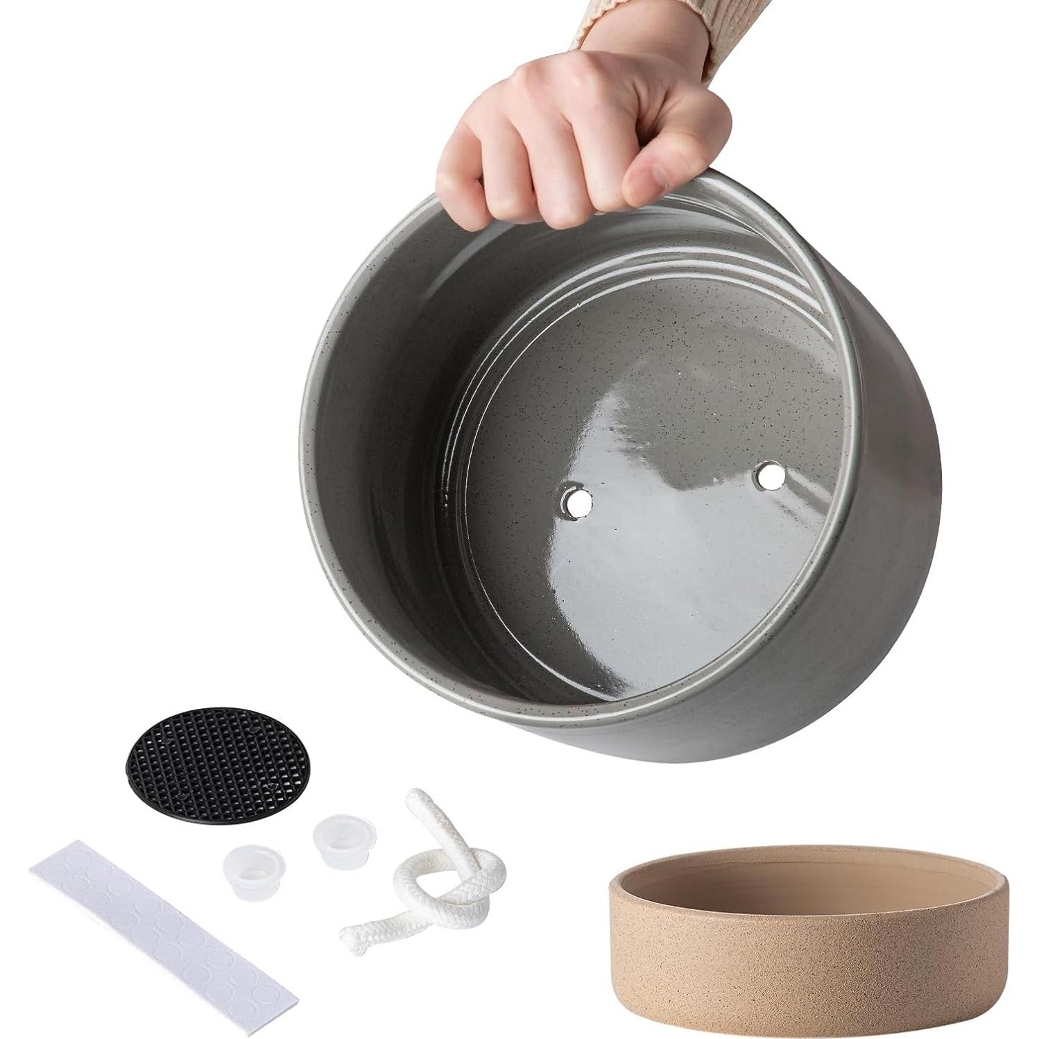 Maceta de Cerámica Autorriego Chubacoo 20 cm Gris Oscuro