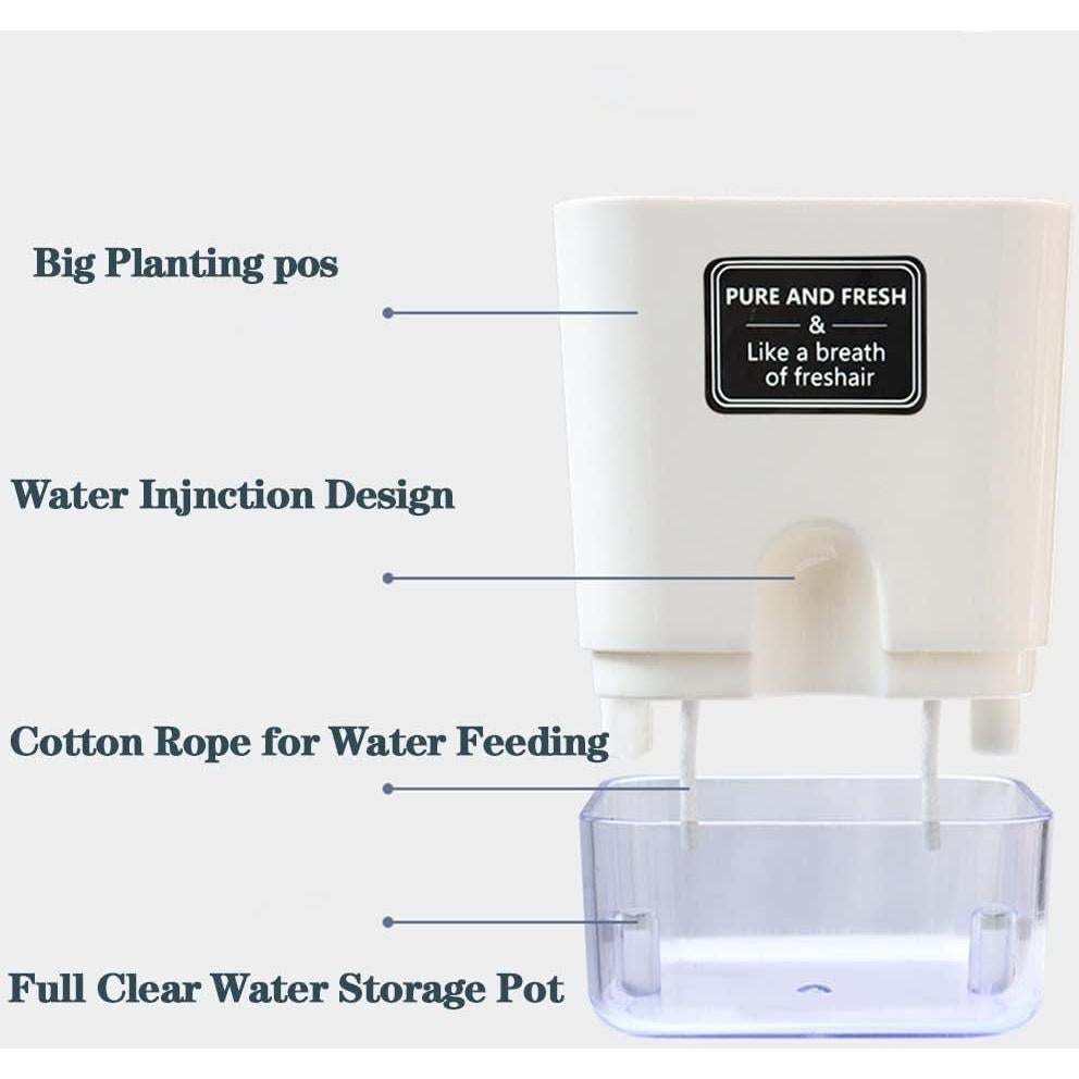 Macetas Autorriego FAMZ 4 Pack Cuadradas Transparentes 10" 7" 5.5" 4.3"