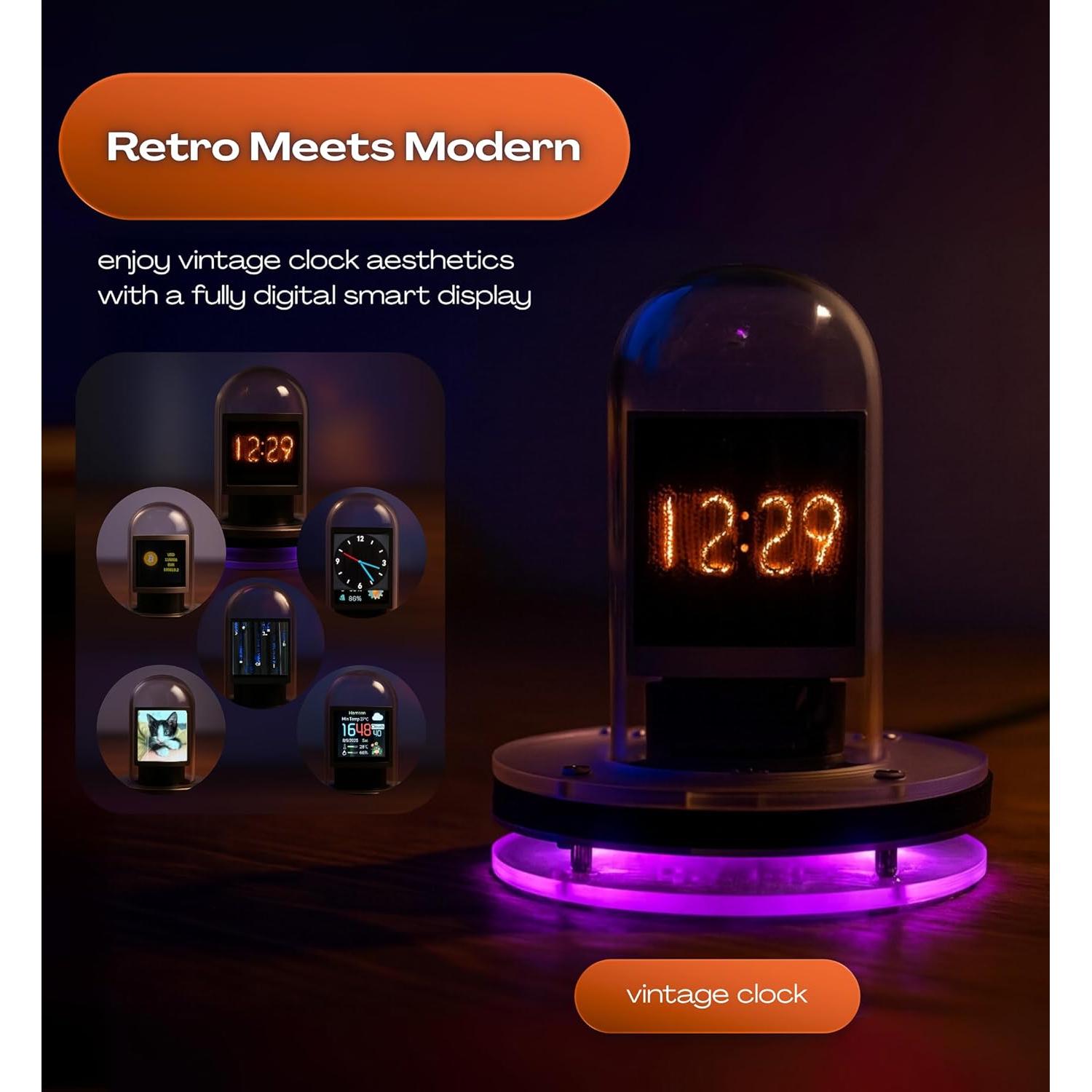 Reloj Digital Tubo Nixie CyberPuffs - Control App, Retro
