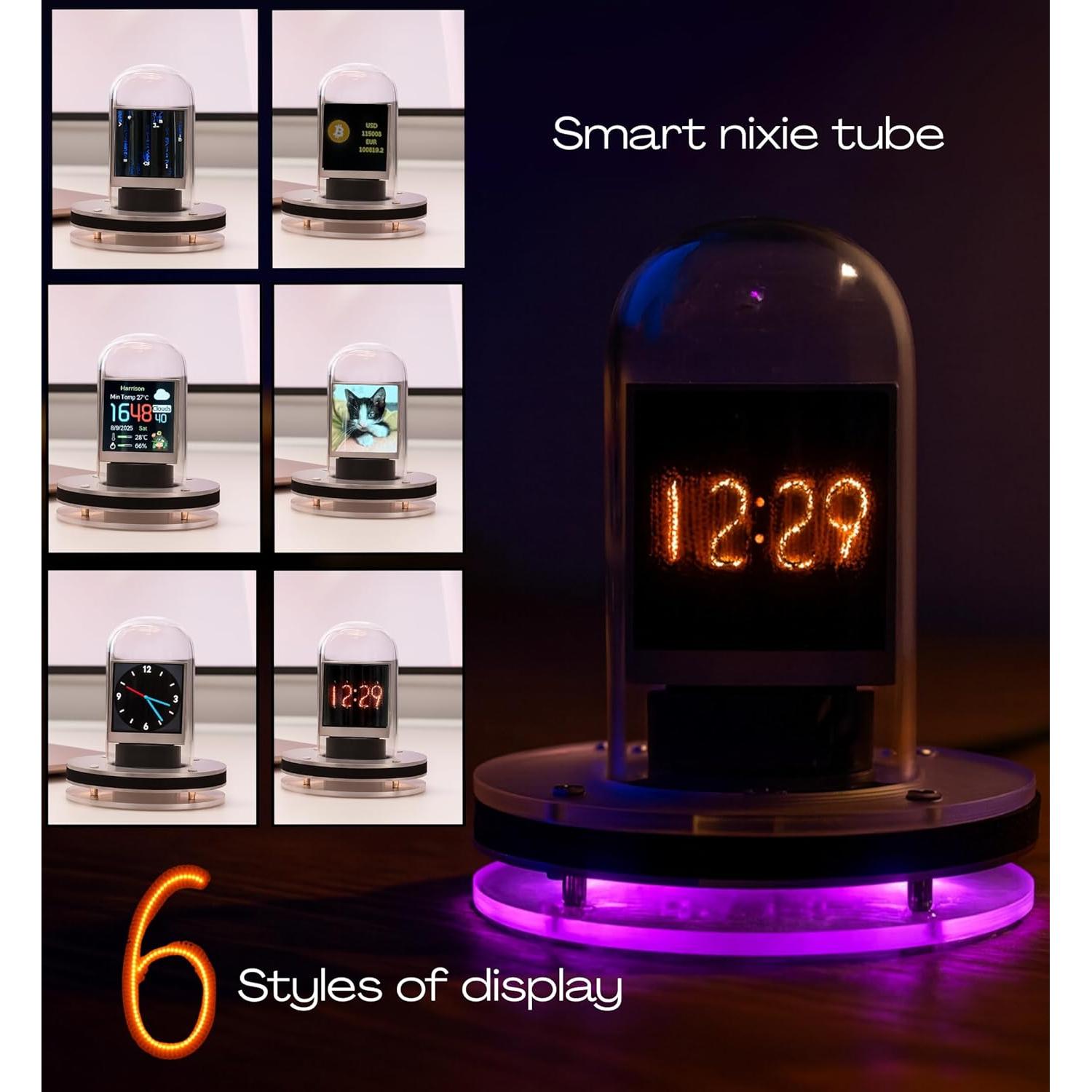 Reloj Digital Tubo Nixie CyberPuffs - Control App, Retro