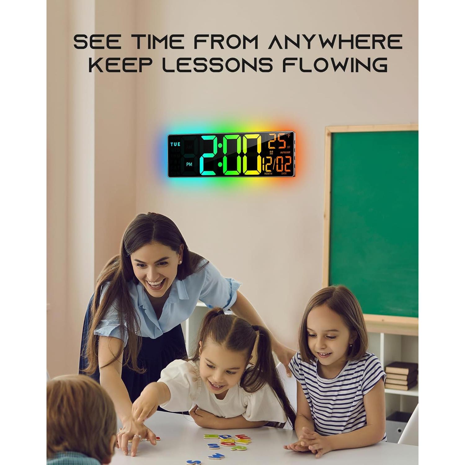 Reloj de Pared Digital EASYERA 16.5" RGB con Control Remoto