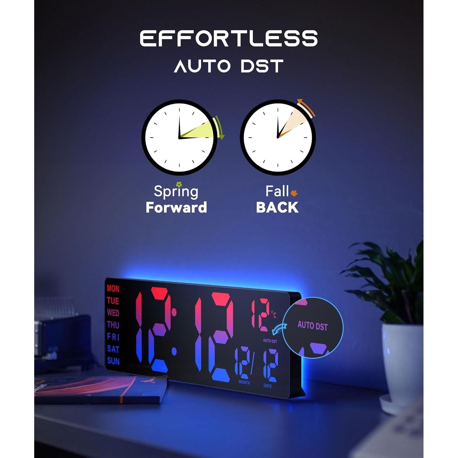 Reloj de Pared Digital EASYERA 16.5" RGB con Control Remoto