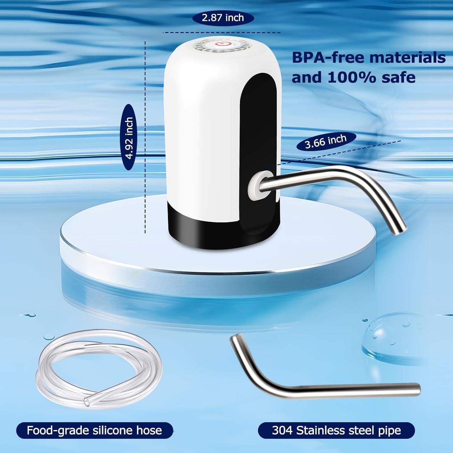 Bomba de Agua Eléctrica 3JINSERDON 5 Galones USB Recargable