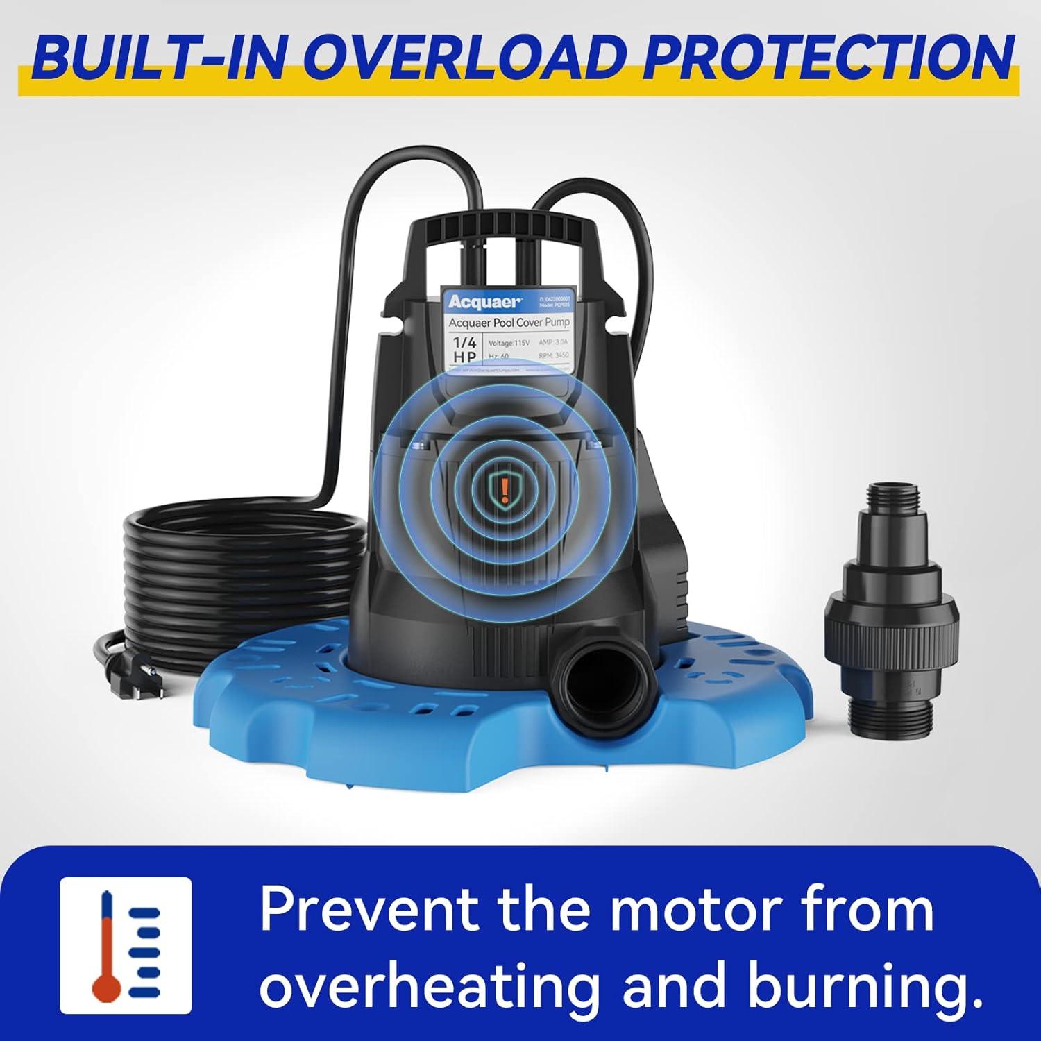 Bomba Automática Acquaer 1/4 HP para Cubierta de Piscina