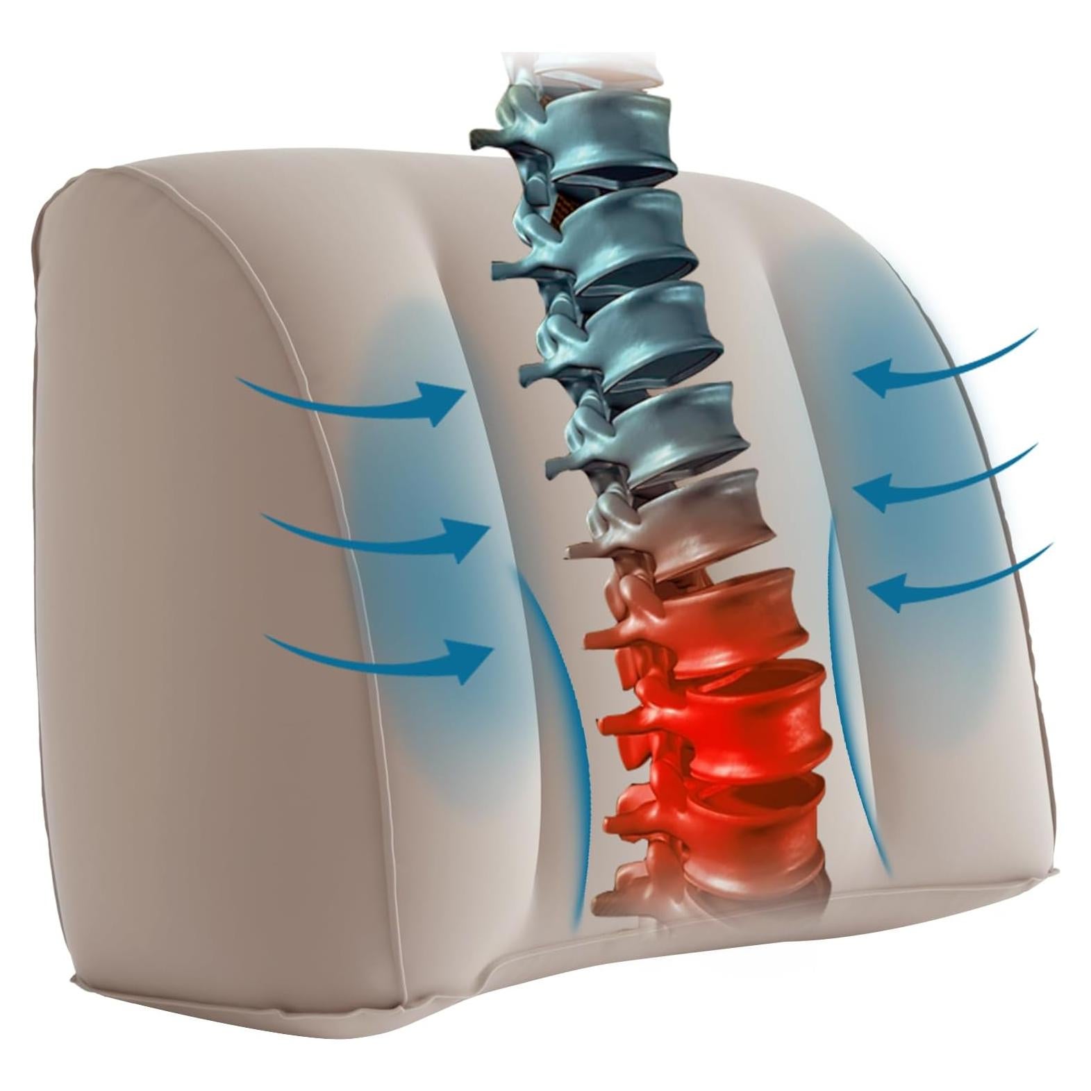 Cojín Lumbar Inflable Povinmos para Silla y Coche - Ergonomía