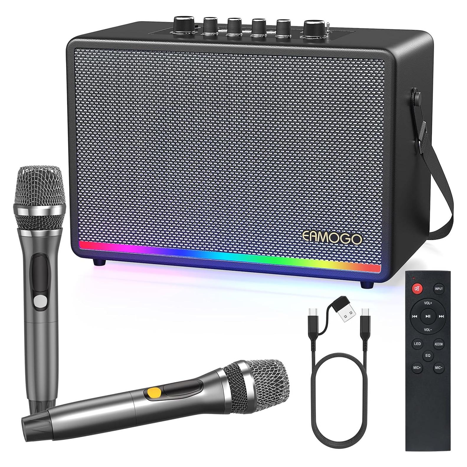 Altavoz Bluetooth EAMOGO 70W Portátil con 2 Micrófonos UHF