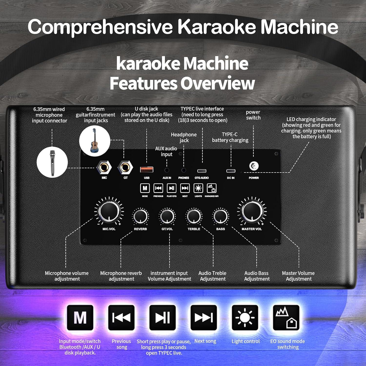 Altavoz Bluetooth EAMOGO 70W Portátil con 2 Micrófonos UHF