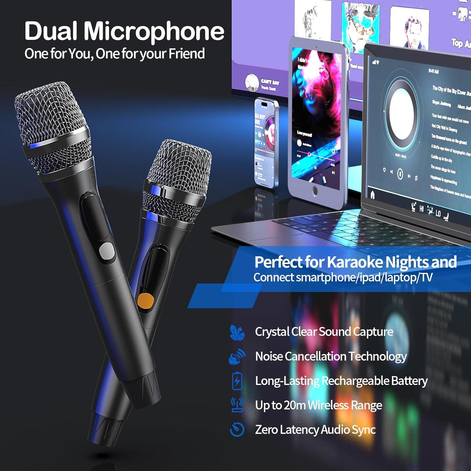 Altavoz Bluetooth EAMOGO 70W Portátil con 2 Micrófonos UHF