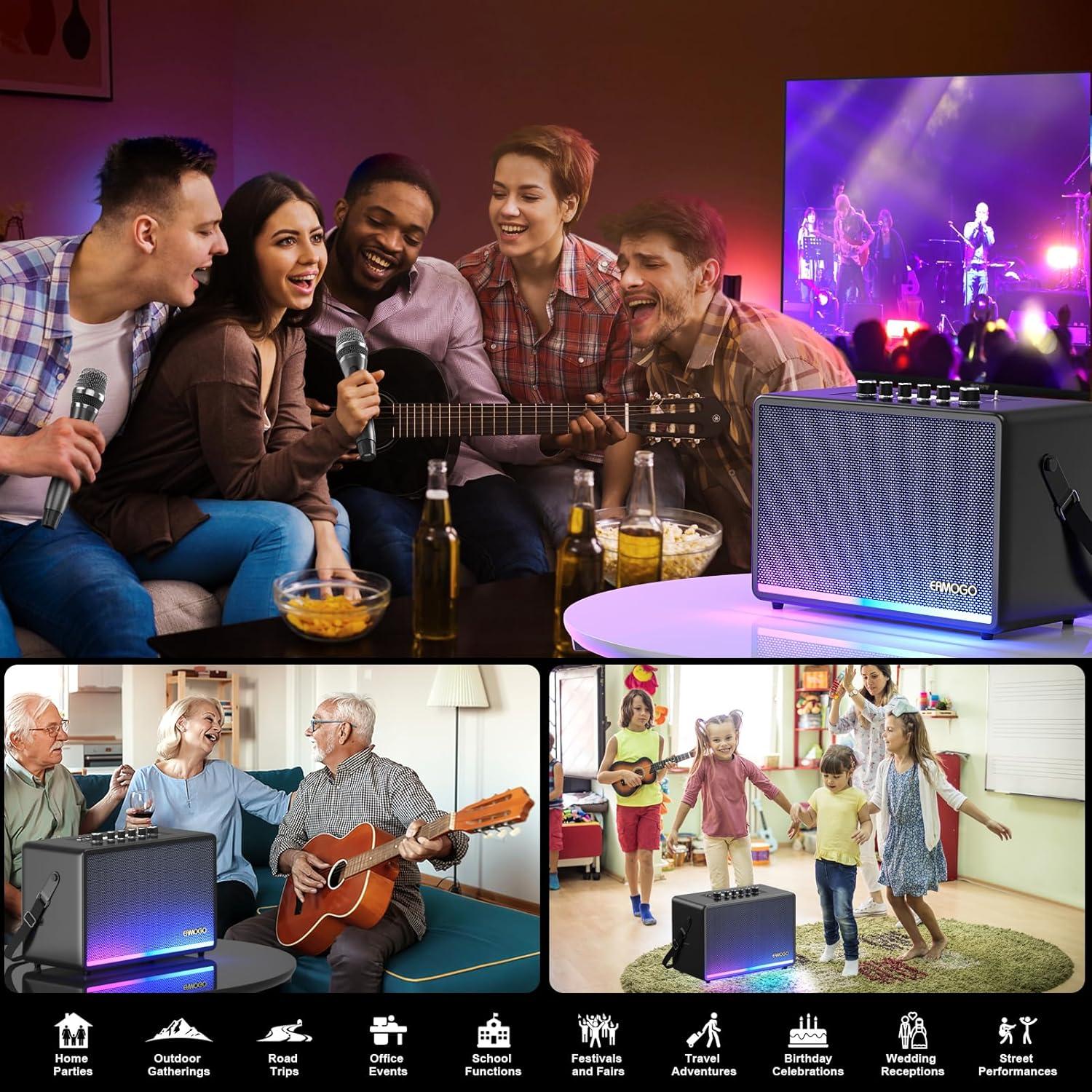 Altavoz Bluetooth EAMOGO 70W Portátil con 2 Micrófonos UHF