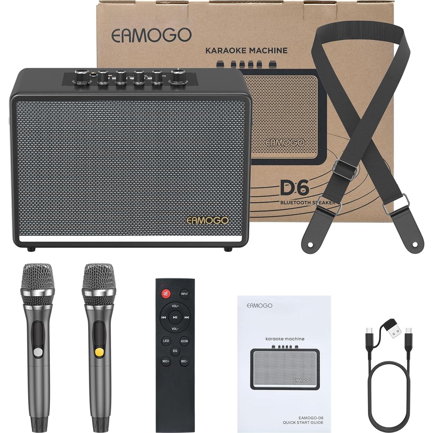 Altavoz Bluetooth EAMOGO 70W Portátil con 2 Micrófonos UHF