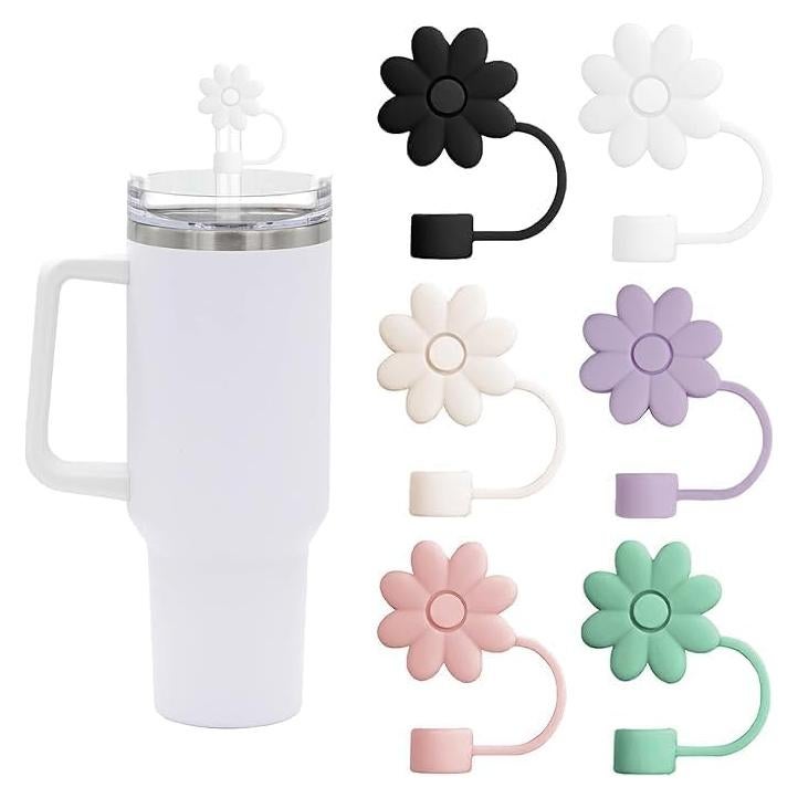 Cubiertas de Silicona SEMATA para Pajitas 6PCS Floral