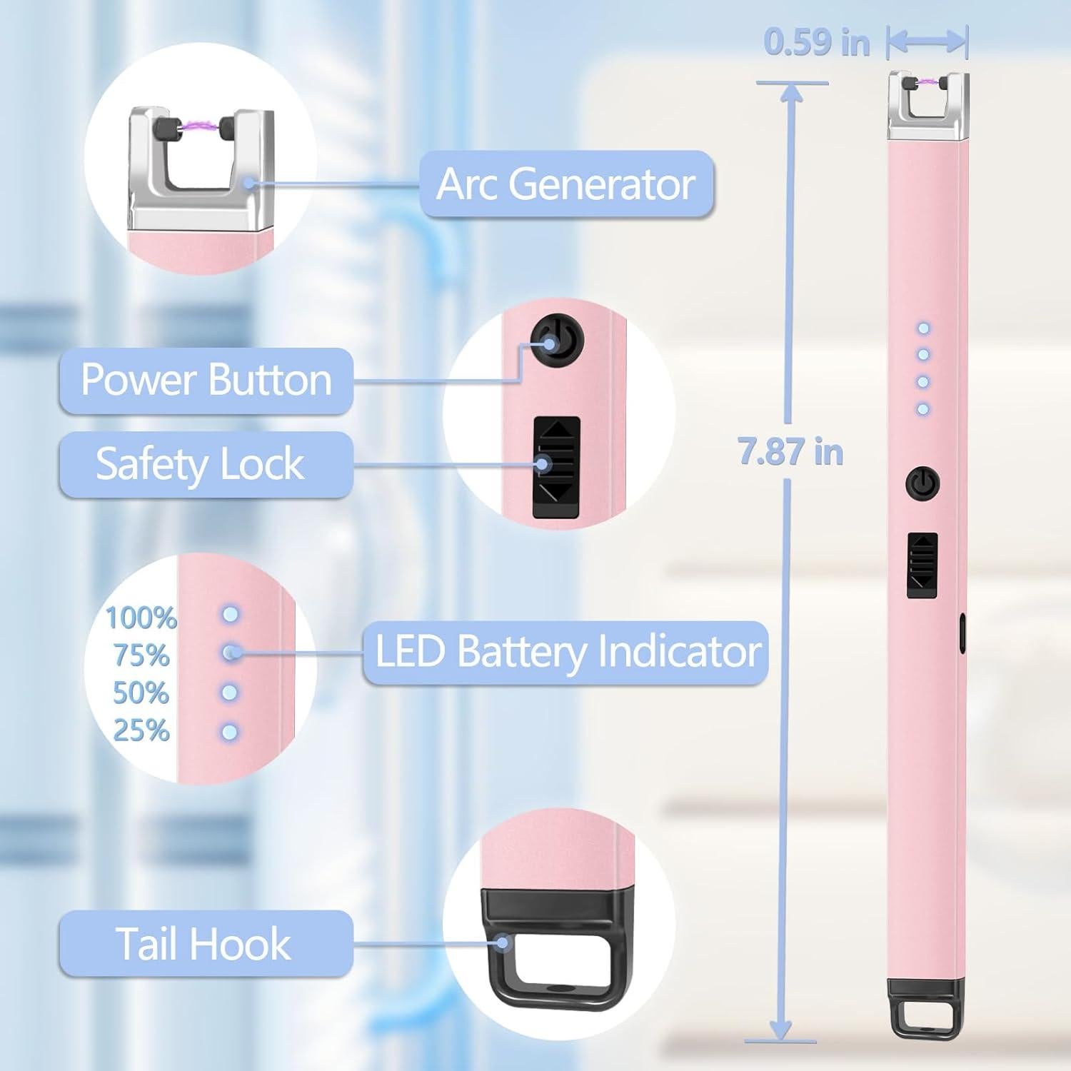 Encendedor Eléctrico Koulate Oro Rosa Recargable a Prueba de Viento