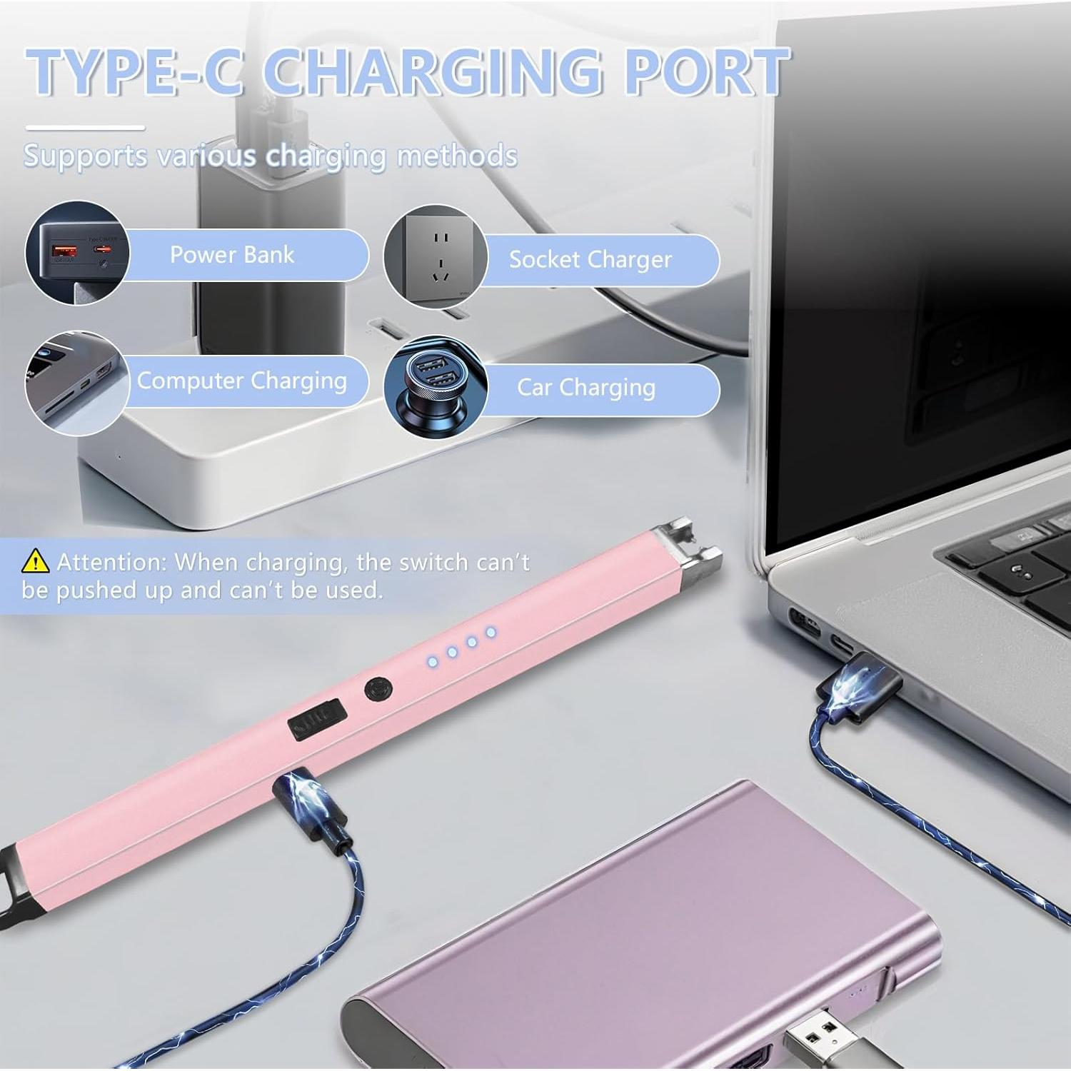 Encendedor Eléctrico Koulate Oro Rosa Recargable a Prueba de Viento