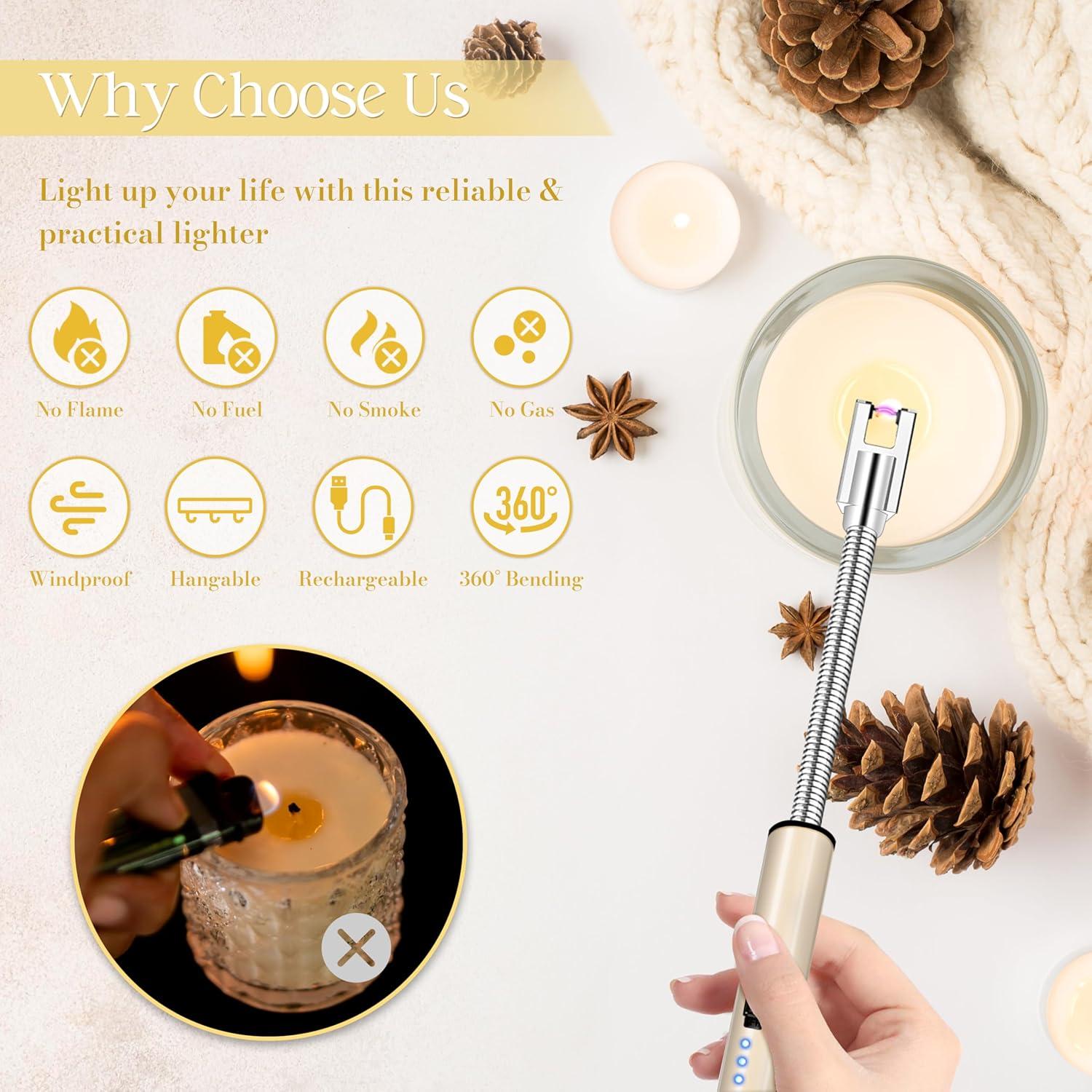 Encendedor Eléctrico Recargable Koulate Oro 360° a Prueba de Viento