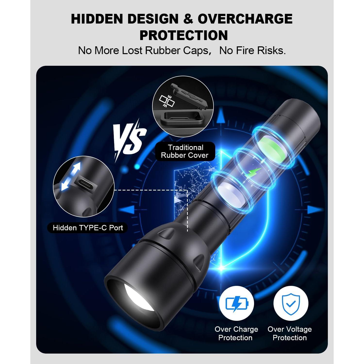 Linterna LED Recargable Spriak K2503 - 800 Lúmenes, 3 Paquetes