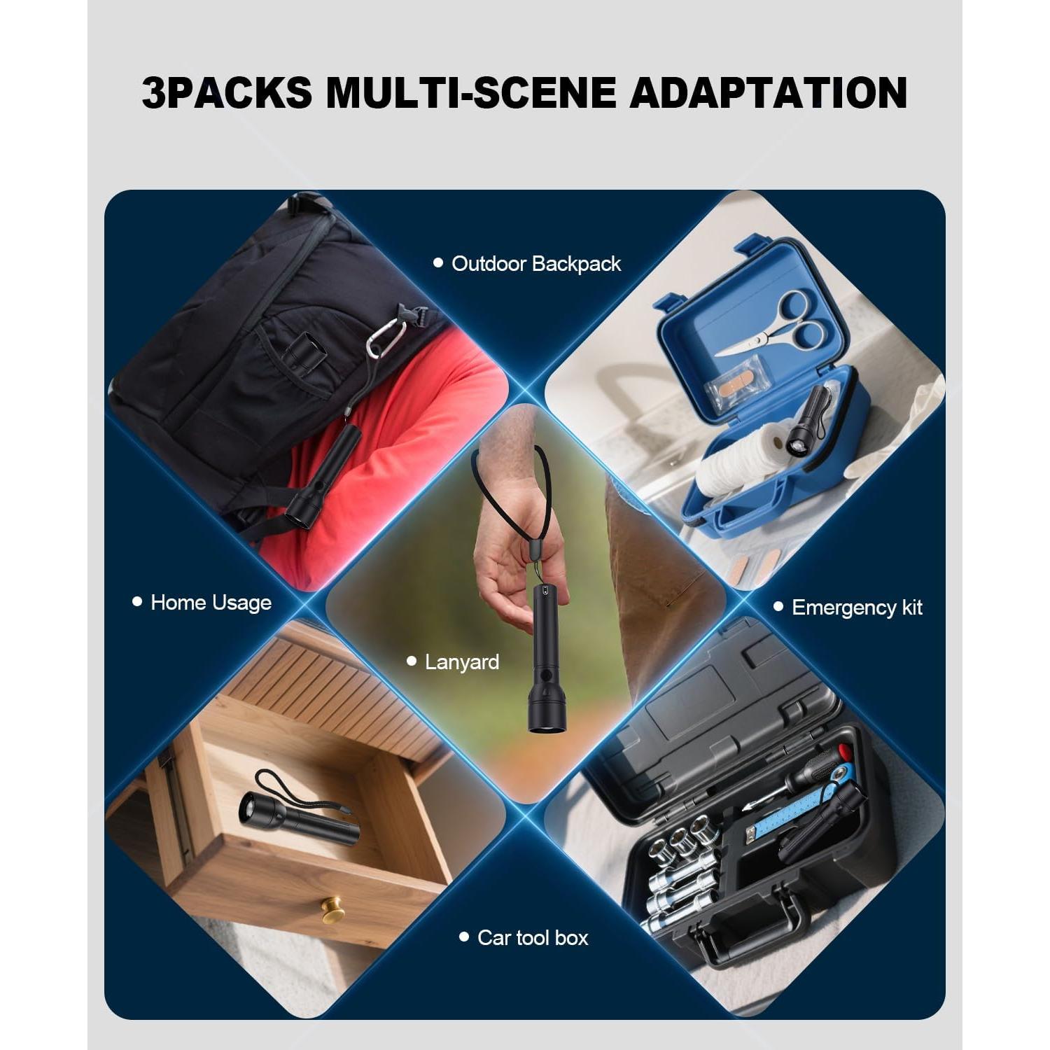 Linterna LED Recargable Spriak K2503 - 800 Lúmenes, 3 Paquetes