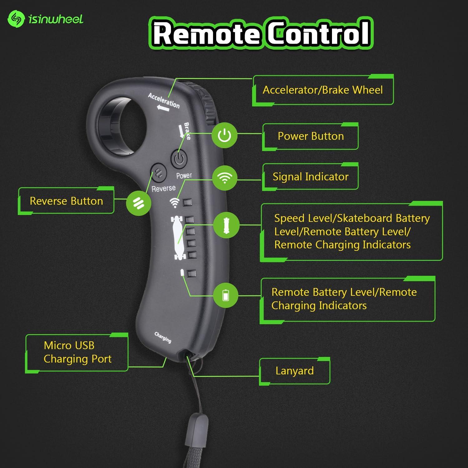 Patineta eléctrica isinwheel V6 450W 16 km 120 kg control remoto