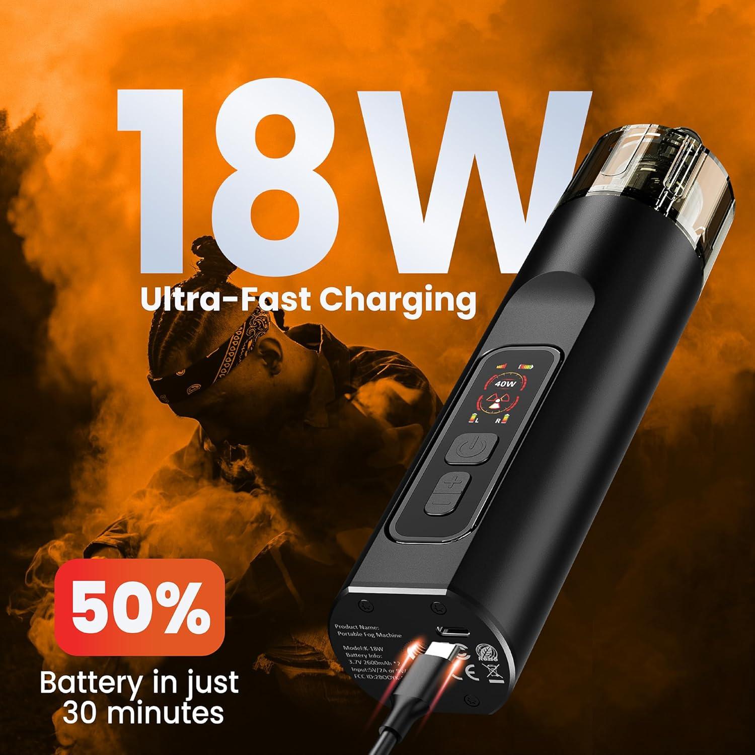 Máquina de Niebla Portátil 40W - Carga Rápida 18W - H1