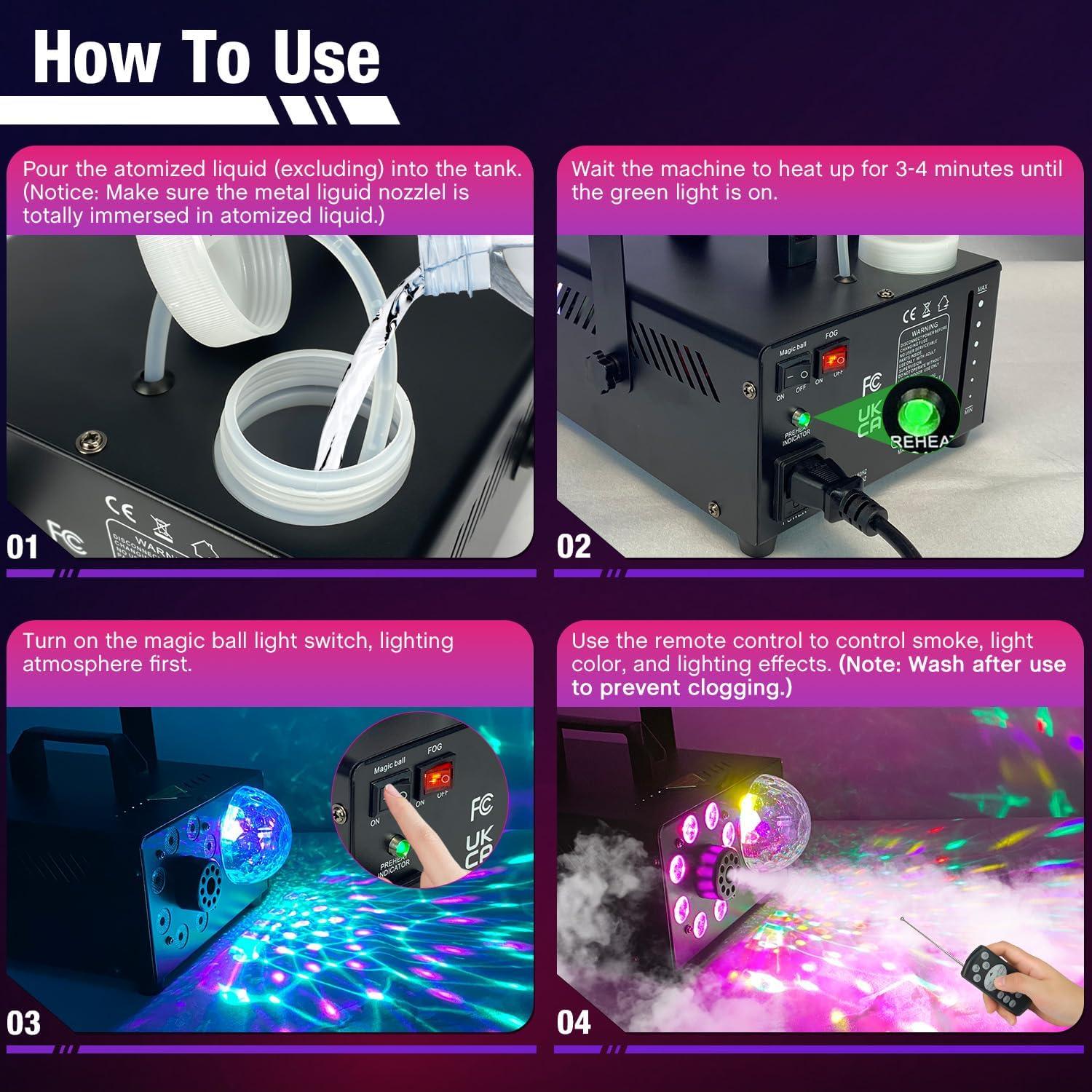 Máquina de Niebla 600W JIYUZEST con Control Remoto y LED