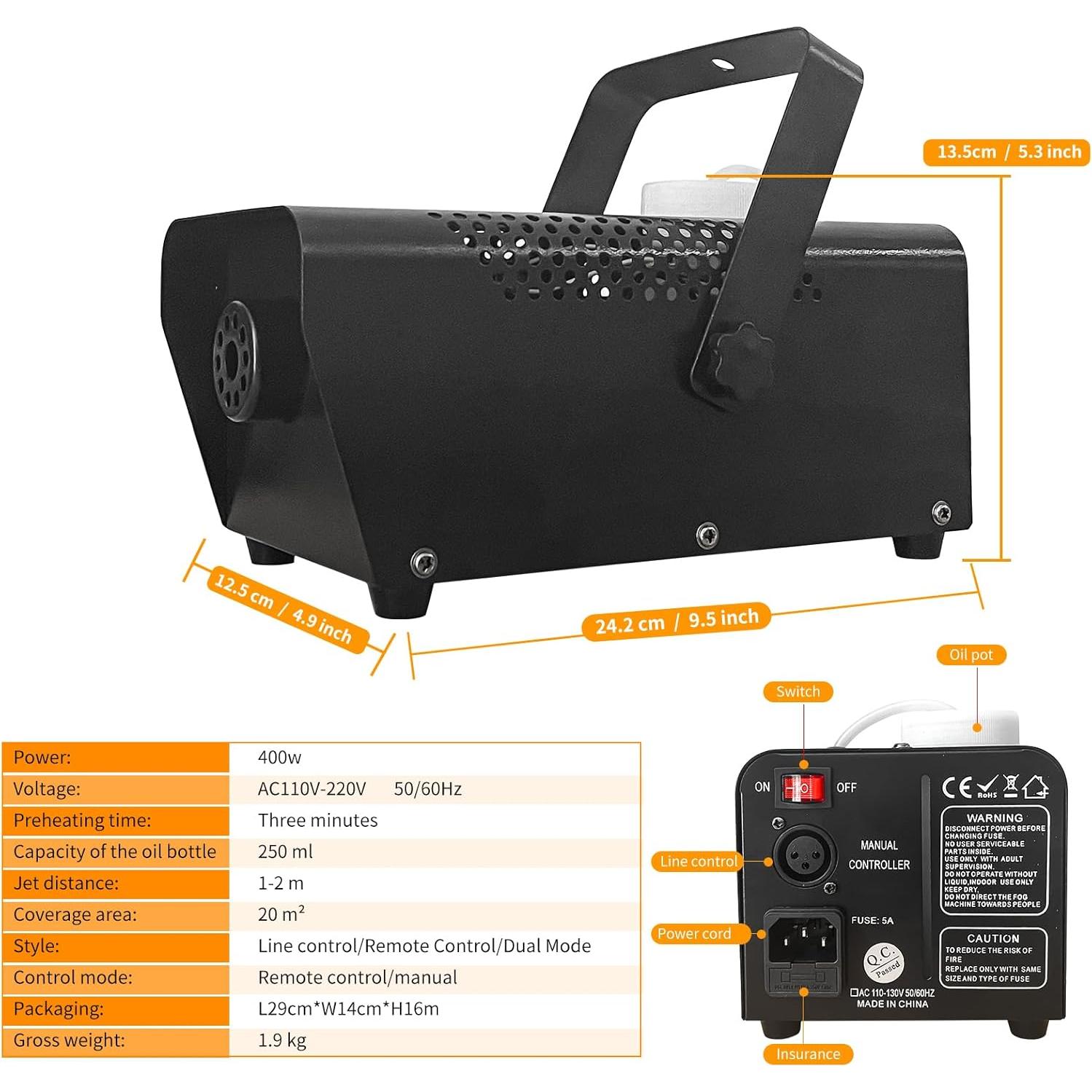 Máquina de Niebla 400W Mini con Control Remoto y Tanque 500ml