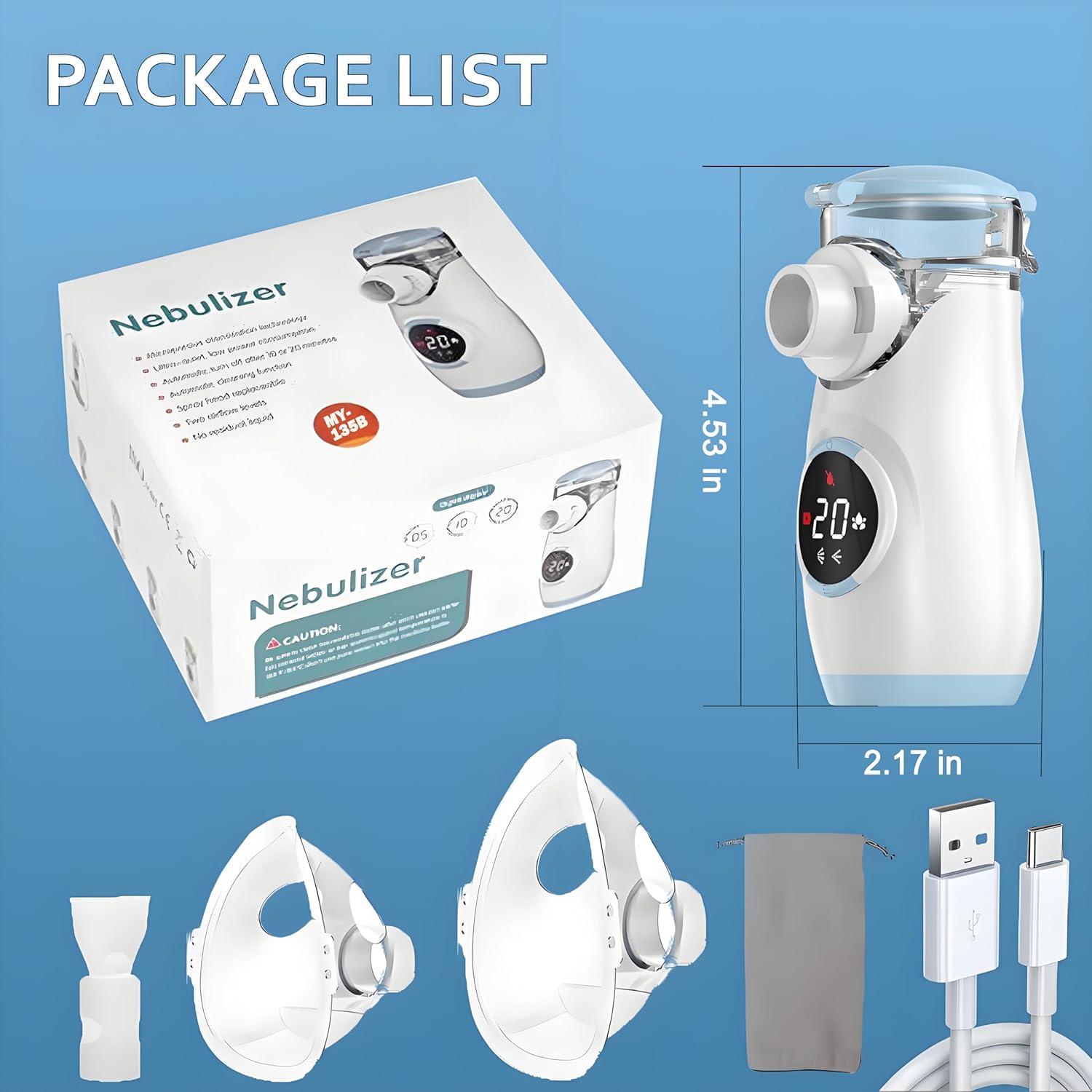 Nebulizador de Malla Mayluck MY-135B Portátil con Auto-Limpieza