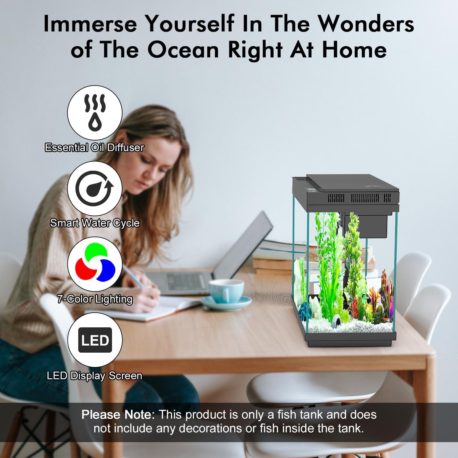 Acuario Inteligente Rechale 9L con Bomba Silenciosa y LED RGB