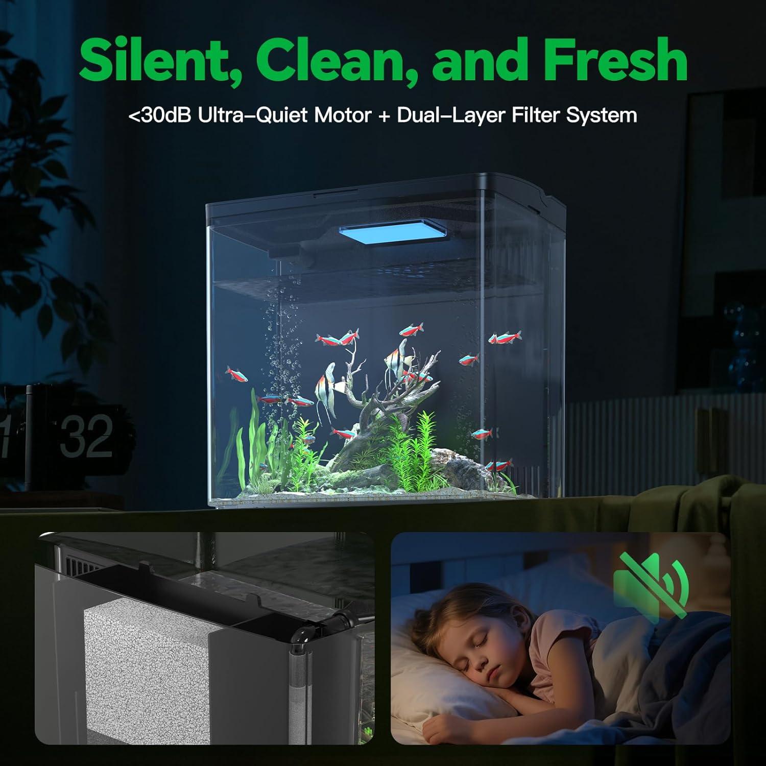 Acuario Inteligente Sysencia 1.2 Galones con Filtro y LED