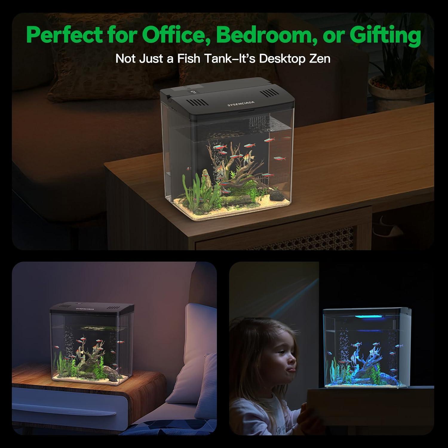 Acuario Inteligente Sysencia 1.2 Galones con Filtro y LED
