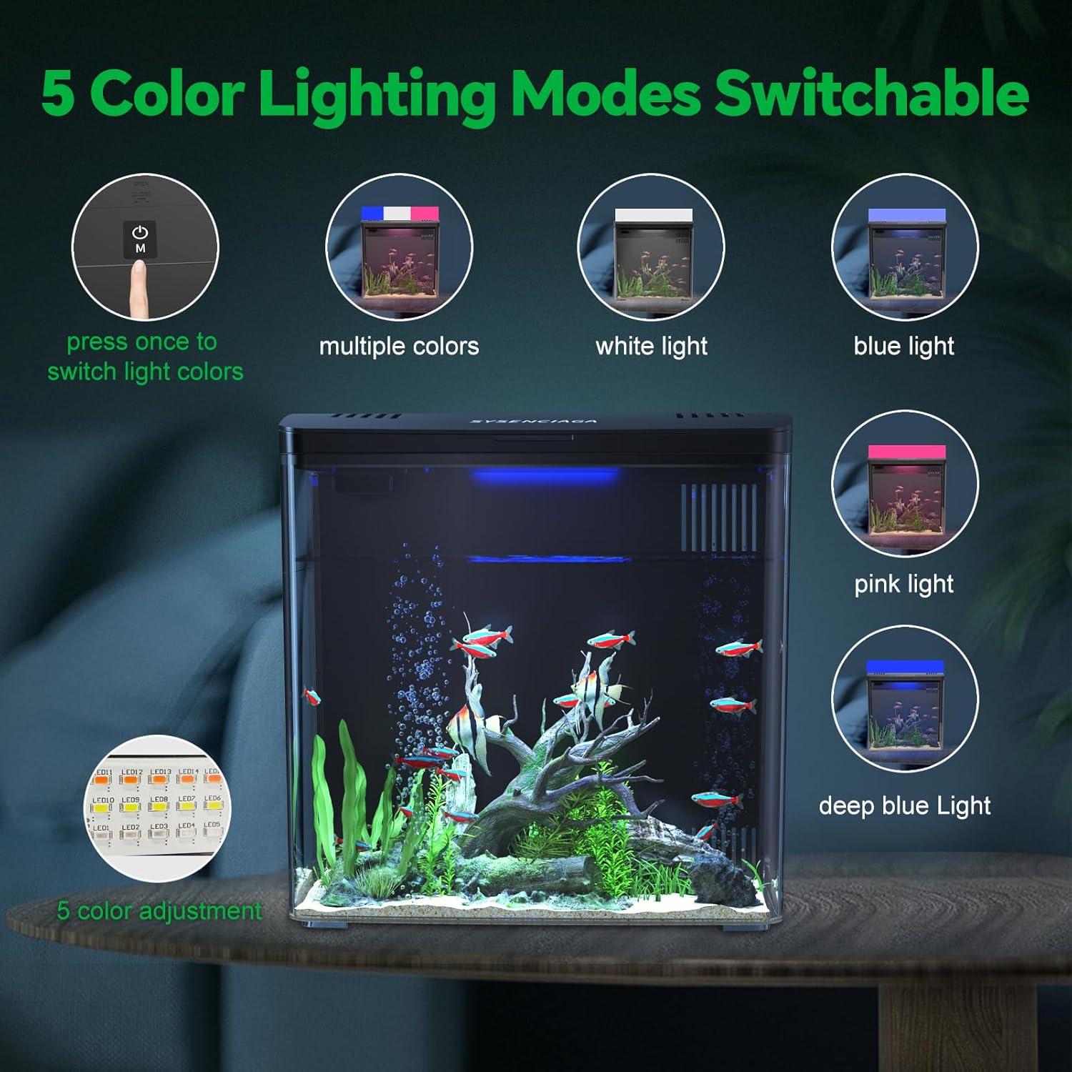 Acuario Inteligente Sysencia 1.2 Galones con Filtro y LED